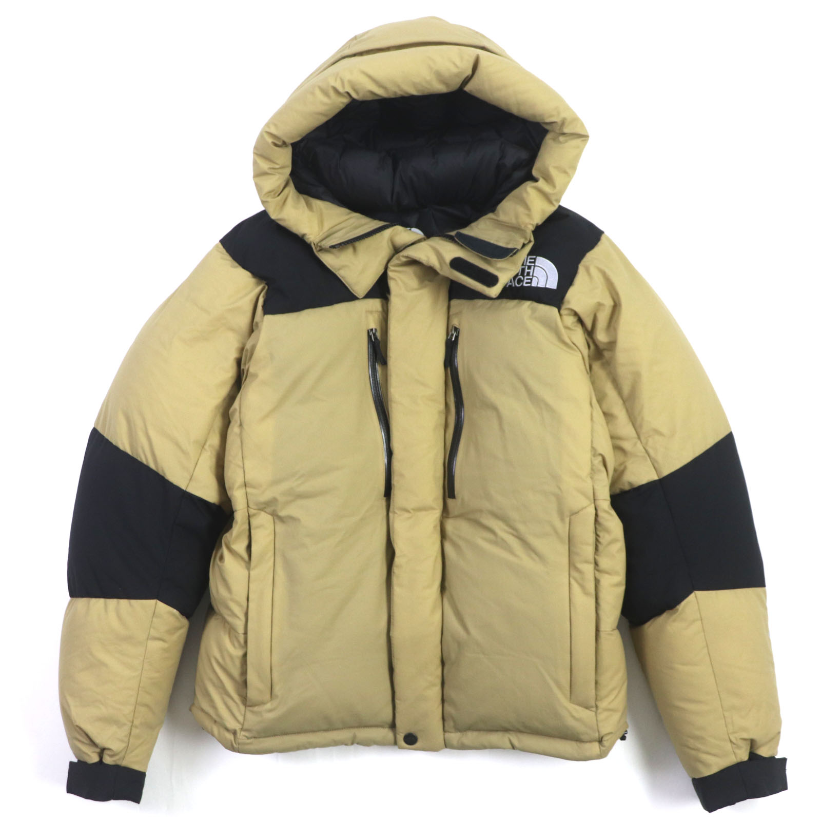 美品▼THE NORTH FACE ザ・ノースフェイス ND91840 Baltro Light Jacket GORE WINDSTOPPER フード付き ロゴ刺繍 ダウンジャケット ベージュ ブラック M 正規品 メンズ【中古】