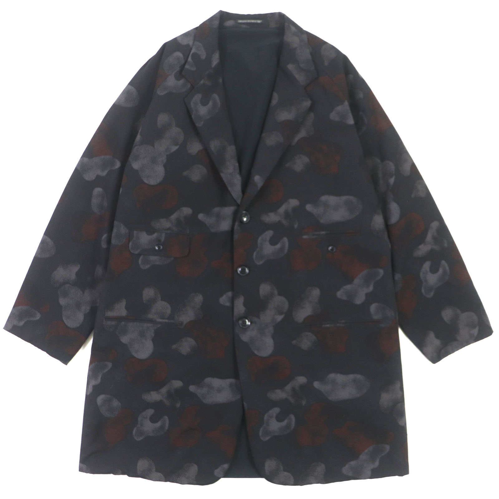 良品▼Yohji Yamamoto POUR HOMME ヨウジヤマモトプールオム HK-J39-809 ウールギャバ リヴァーシブル テーラード 厚地の外套 黒いこと系 2 日本製 置き目品 メンズ【中古】