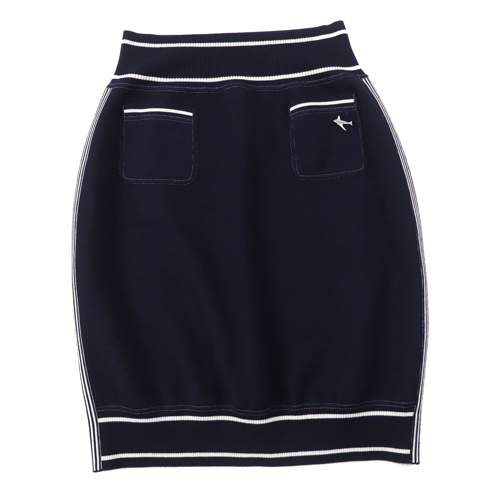 CHANEL CHANEL シャネル ニット プリーツ スカート 飛行機モチーフ