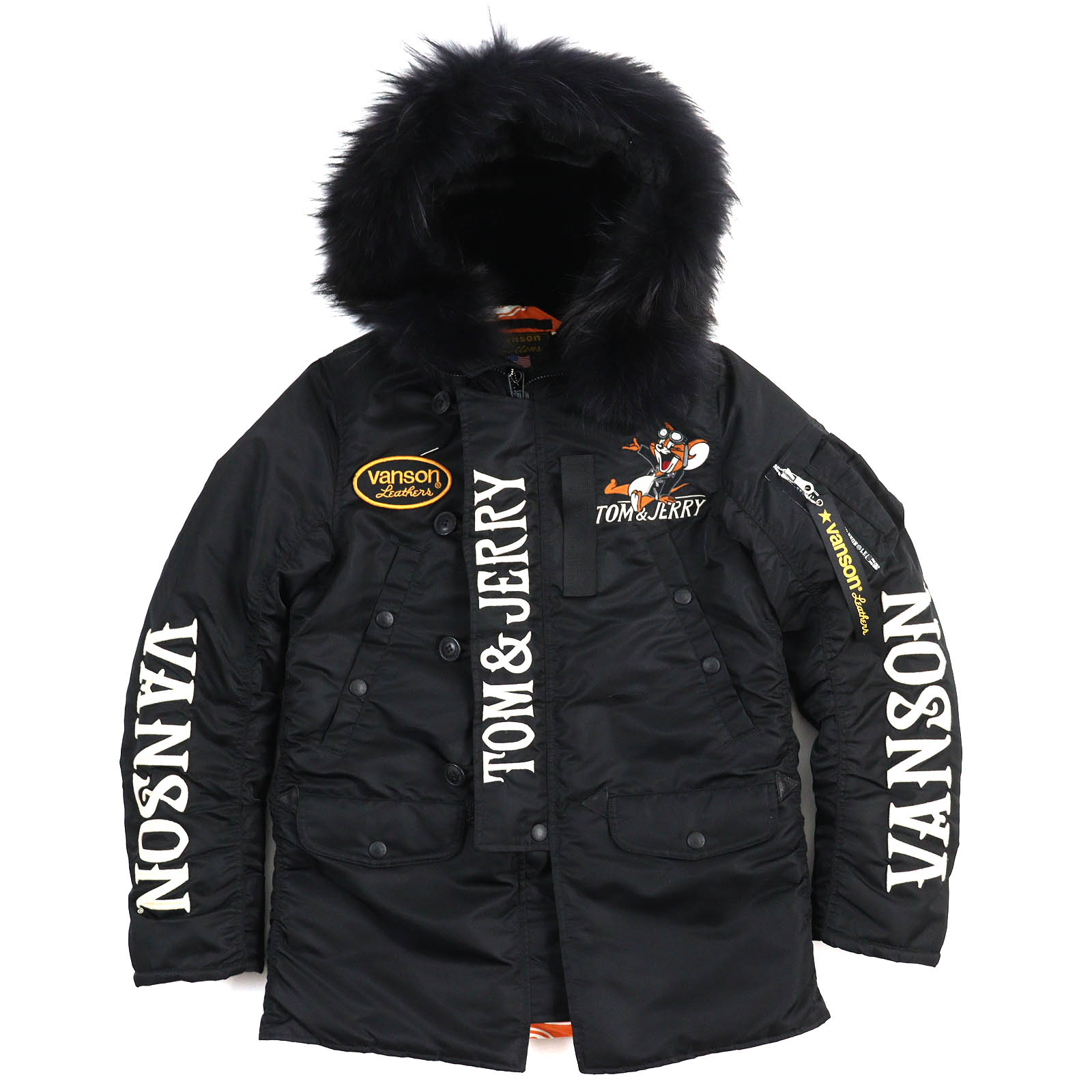 に*と様 VANSON TOM&JERRY N-3B フライトジャケット 黒 X 楽天市場】VANSON×TOM&JERRYバンソン×トムとジェリーコラボ◇VS
