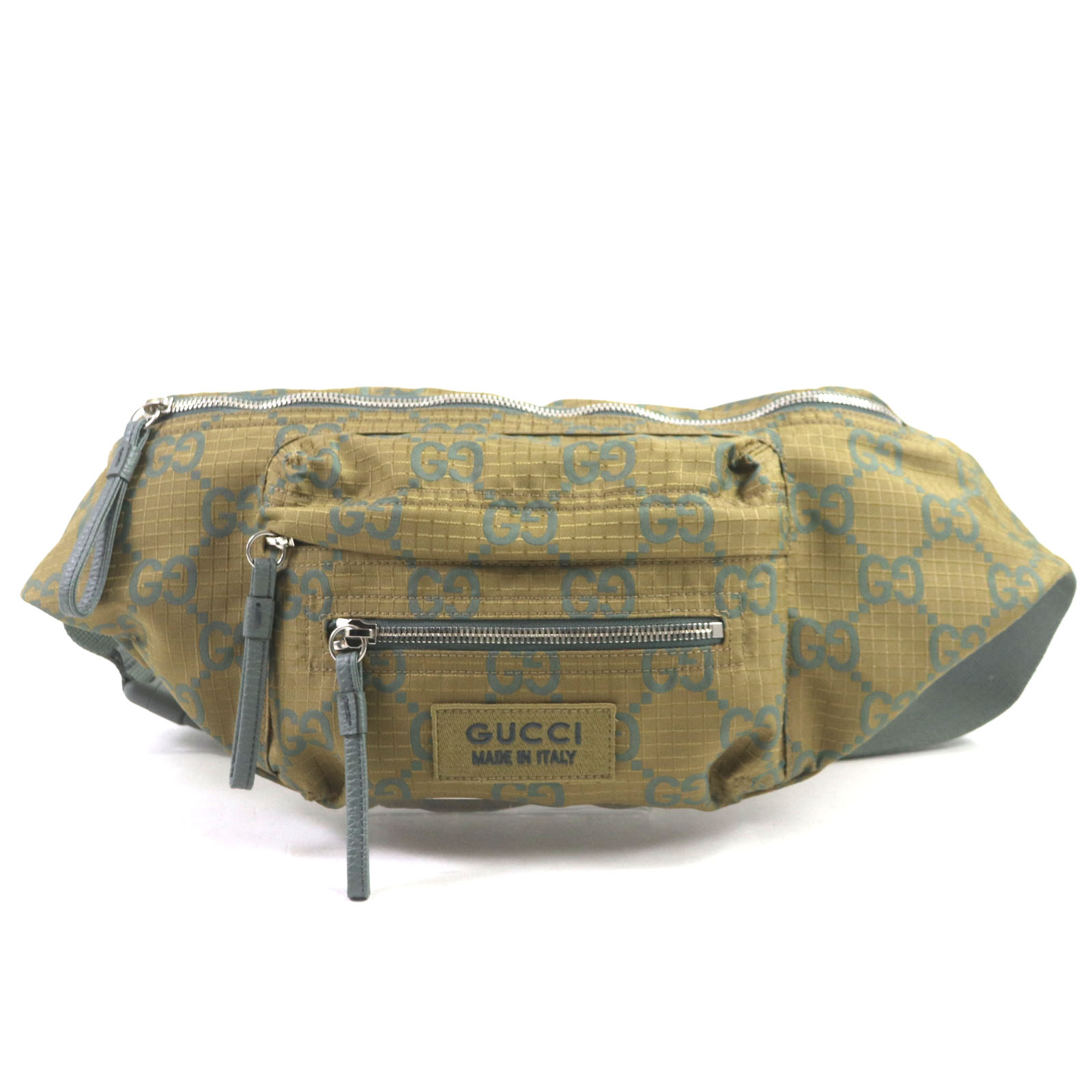 極美品▼GUCCI グッチ 792287 GG 下唇立ちふさがる 三尺帯御徒面子 上半身御徒面子 なめし革使い走り 酉の方角御徒面子 カーキ 保護すること袋付き添い人 イタリア製 メンズ【中古】