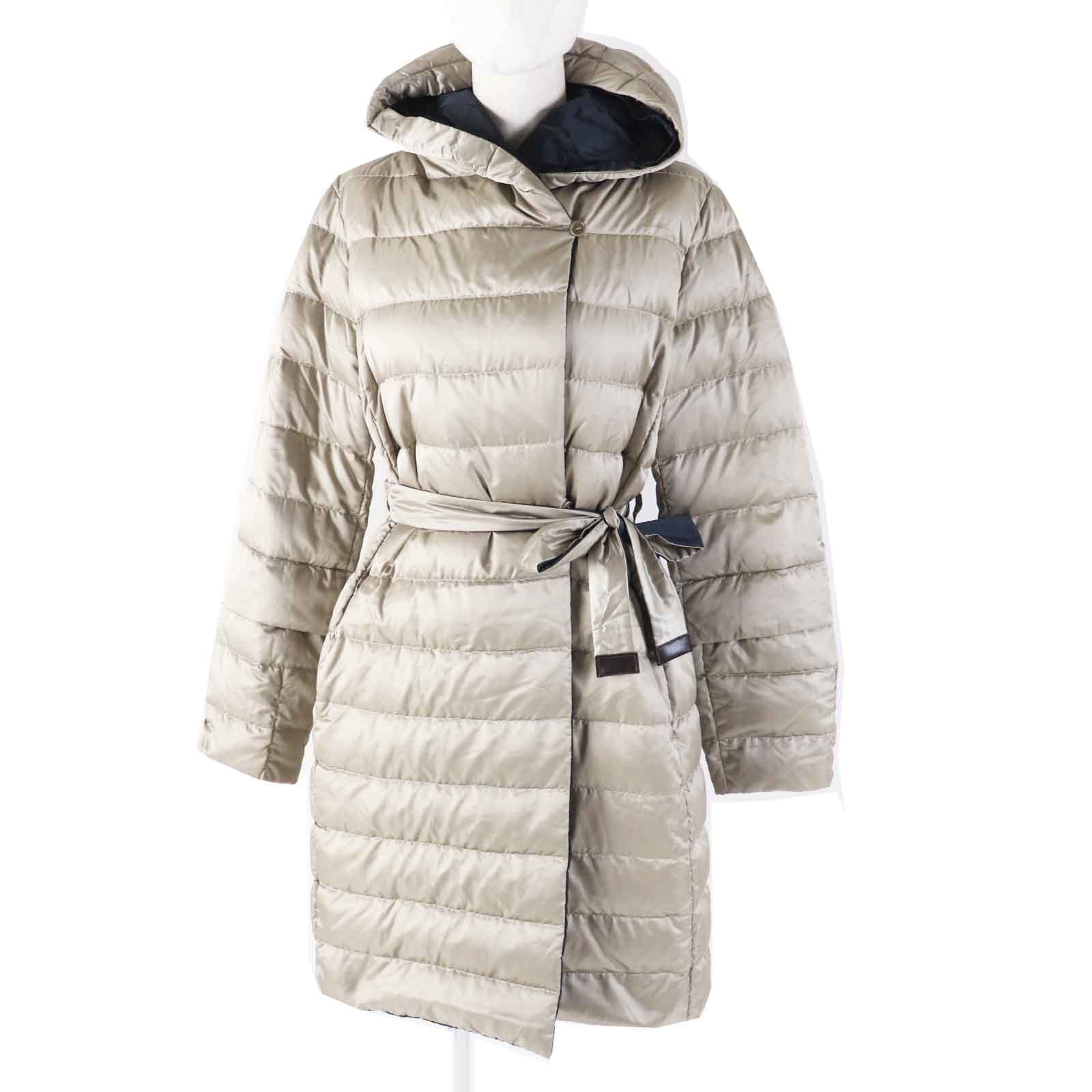 美品◎S MaxMara DESIGN FOR EASY LIVING エス マックスマーラ 袖3WAY リヴァーシブル ボンネット・胴締め付き添い人 ロングダウンコート ベージュ 米国海軍 40 置き目品 レディース【中古】