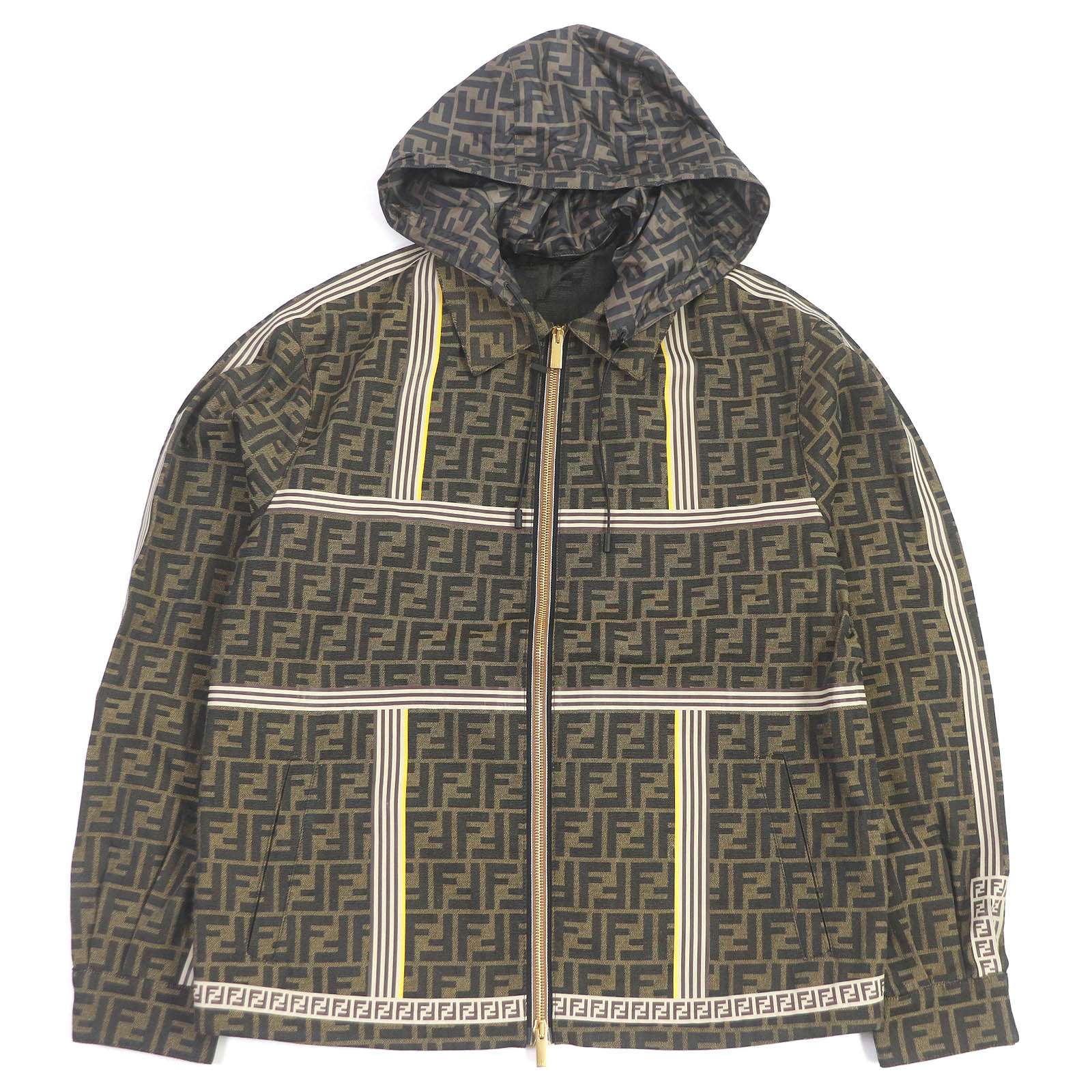 未使用品□FENDI フェンディ FW0956 FFロゴ ズッカ ロゴテープ フーデッド マウンテンパーカー ブラウン 44 イタリア製 正規品 メンズ【中古】|衣類&ブランドリサイクル GREEN