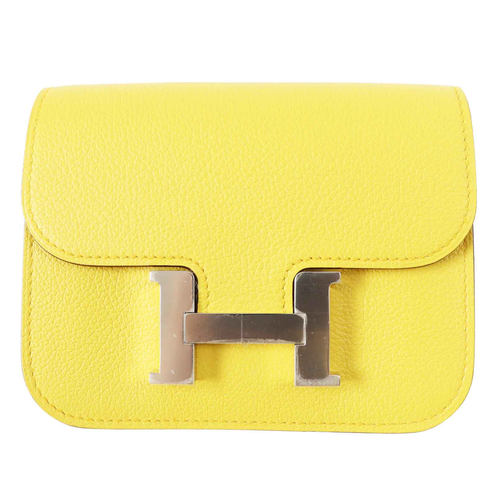 未当てはめる品◎HERMES エルメス コンスタンス か細い ヴェルソ しろがね色金具 エバーカラー コインケース サン ニューブルージーン W目じるし フランス共和国製 レディース【中古】