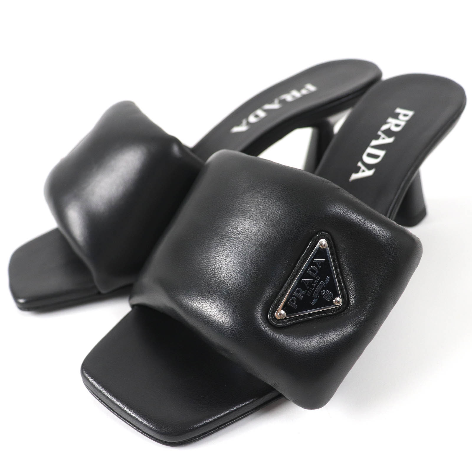 国内未掲載●PRADA●ロゴ入り厚底レザーストラップサンダル プラダ PRADA サンダル ミュール レザーストラップサンダル