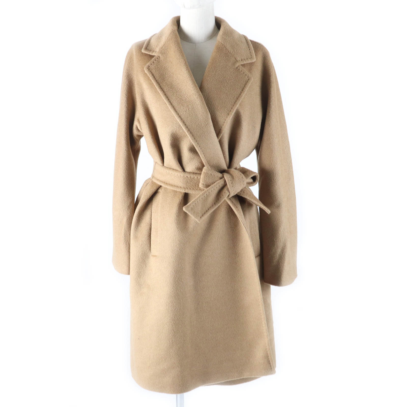 極美品★Max Mara マックスマーラ 108611730 白タグ キャメル100% ロング丈 ベルトラップコート キャメル 44 イタリア製 正規品 レディース【中古】｜衣類＆ブランドリサイクル GREEN