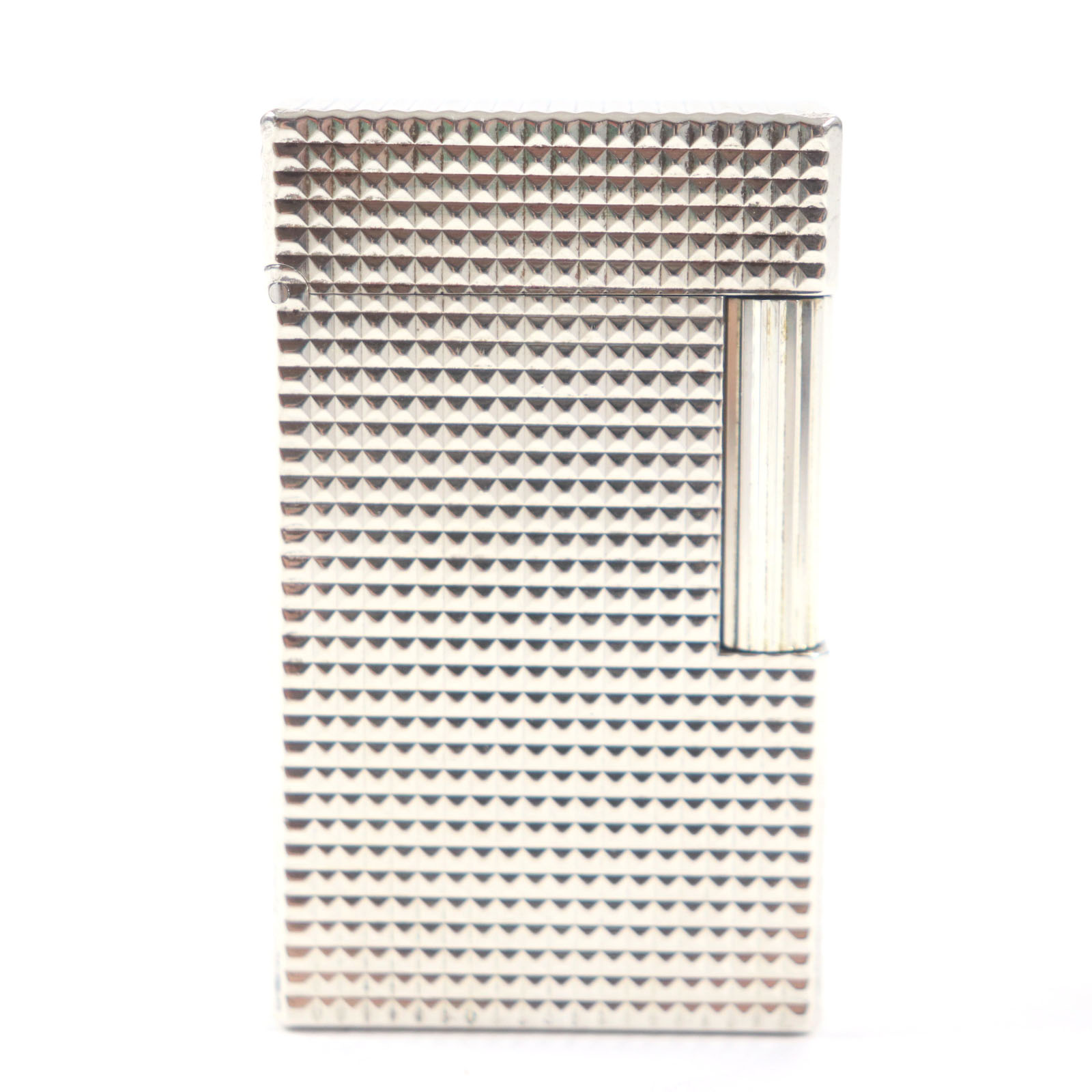 美品▼Dupont デュポン ライン1 ロング ダイヤモンドヘッド スクエア ローラー式 ガスライター シルバー フランス製 メンズ 着火確認済み【中古】
