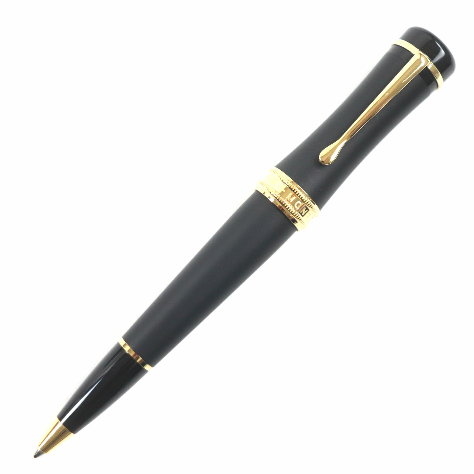 極美品▼MONTBLANC モンブラン BONHEUR ボヌール ニュイ ホワイトスター ツイスト式 ボールペン マットブラック ゴールド 箱・ケース付き ドイツ製 メンズ 筆記確認済み【中古】
