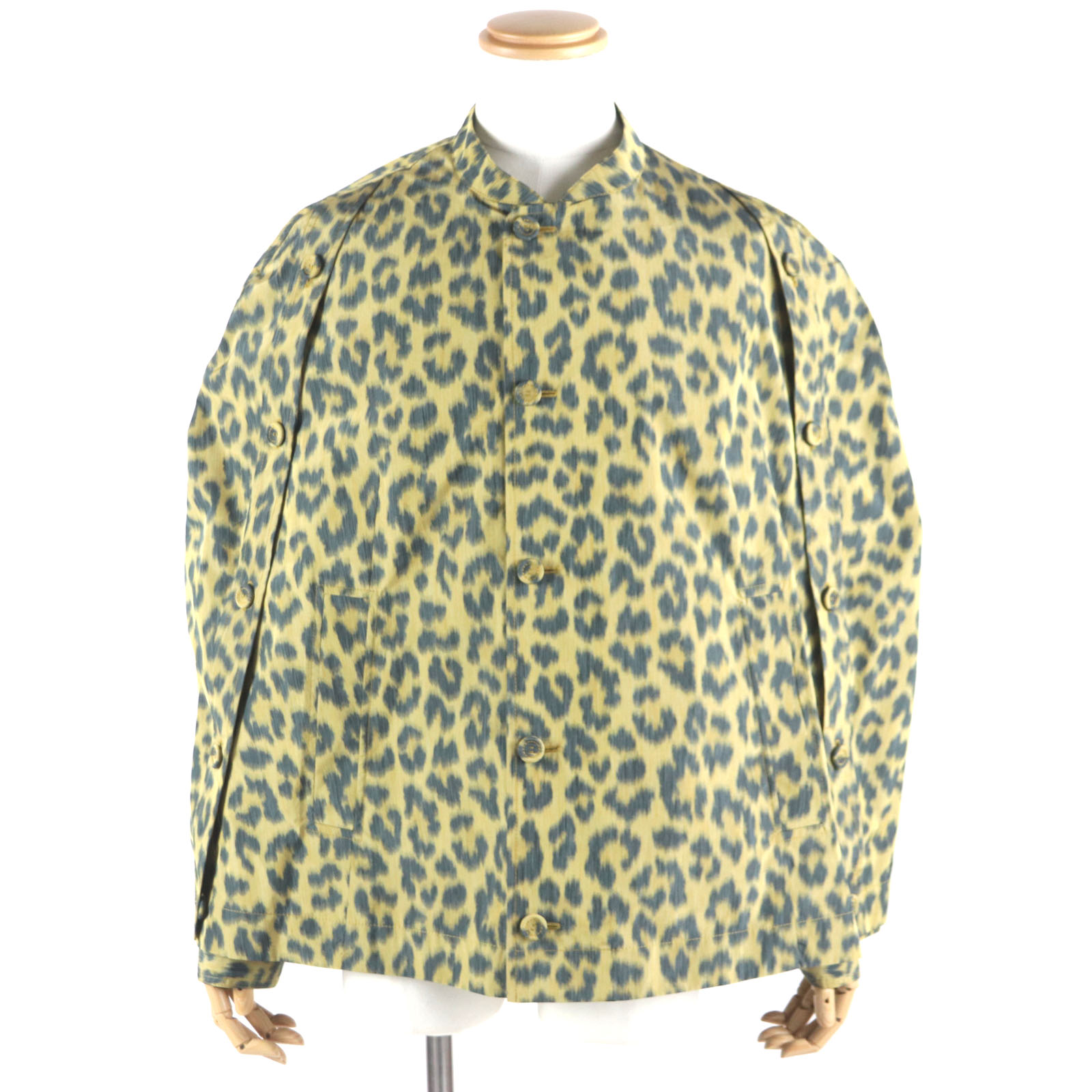 未使用品▼DIOR ディオール オム 22AW 243C425A5646 レオパード 2WAY シャツジャケット ポンチョ イエロー グリーン 46 イタリア製 正規品 メンズ【中古】