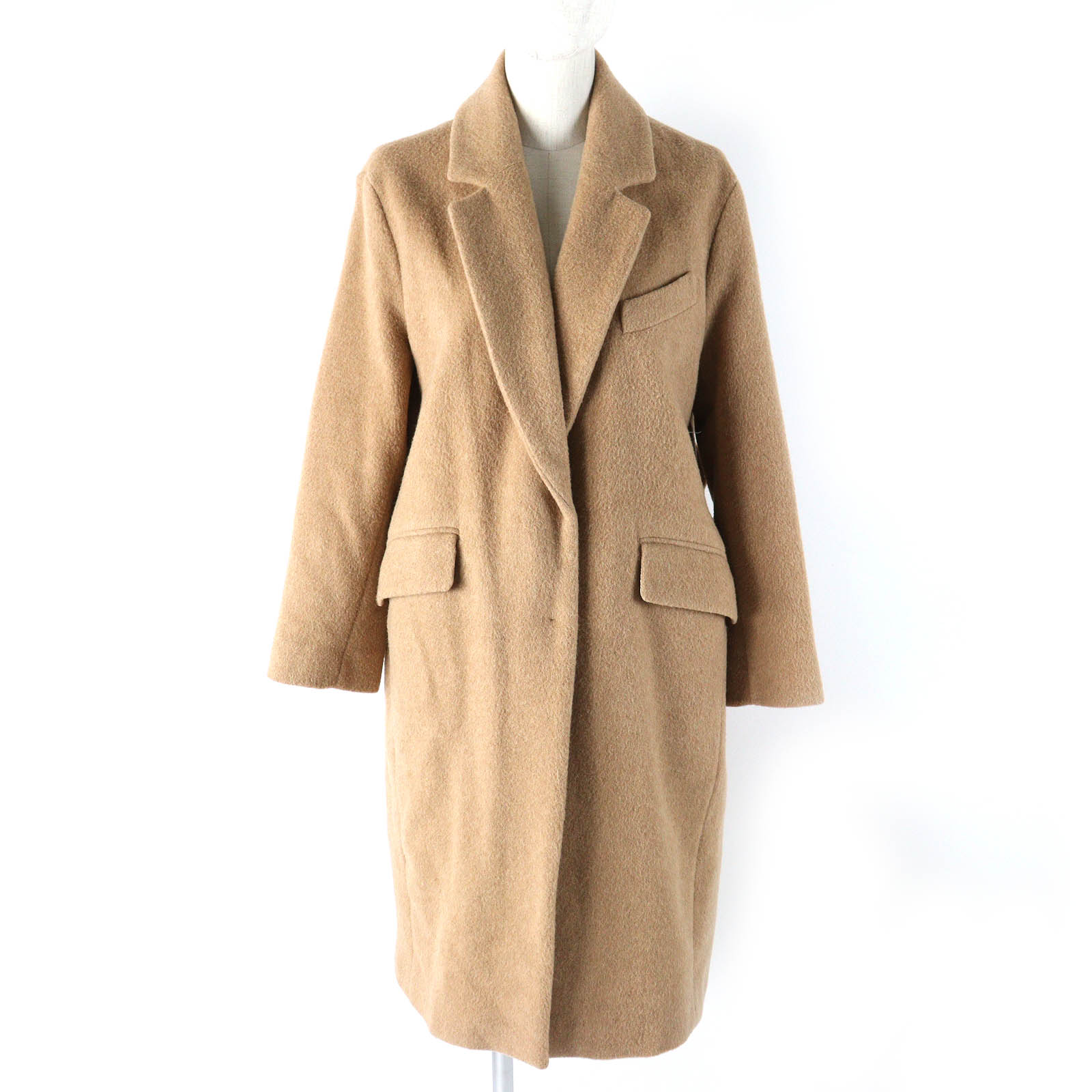 極美品△MAX\u0026CO マックスアンドコー 20AW 70140620 クアルツォ アルパカ50％ GOLDEN CUT チェスターコート ベージュ 38 置き目品 レディース オススメ◎【中古】
