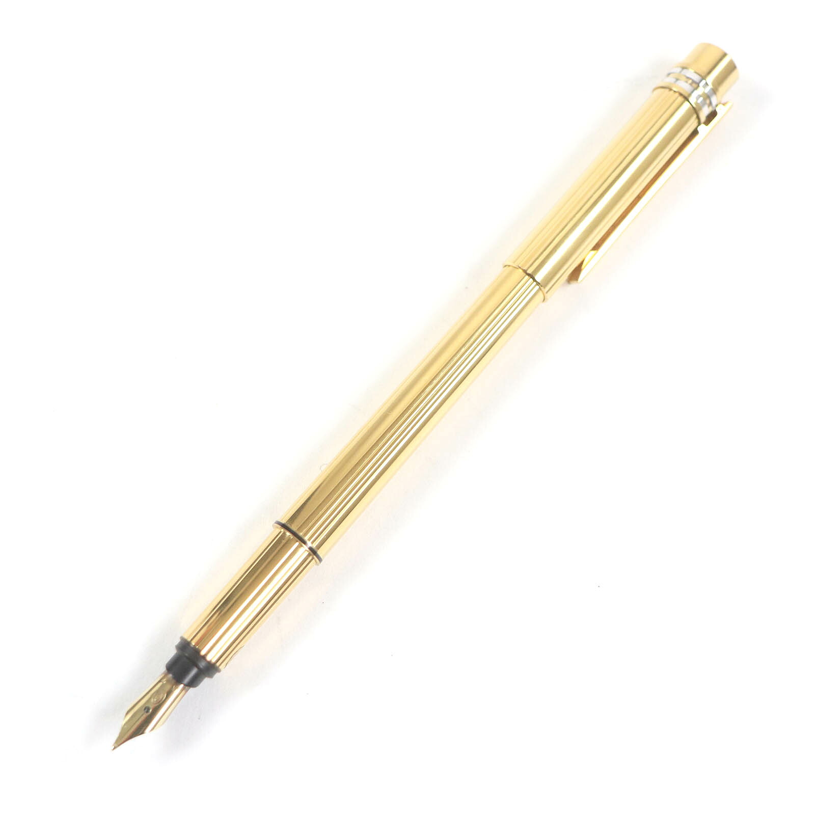 極美品□Cartier カルティエ ヴィンテージ 食パン尻っぽ 書き込み先18K Fニブ 帆柱 ドゥ カルティエ 旗がしら式 筆 ゴールド しろがね色 容れもの付き添い人 フランス共和国製 メンズ レディース 滅多に無い！【中古】 筆記具-万年筆-日用品雑貨・文房具・手芸