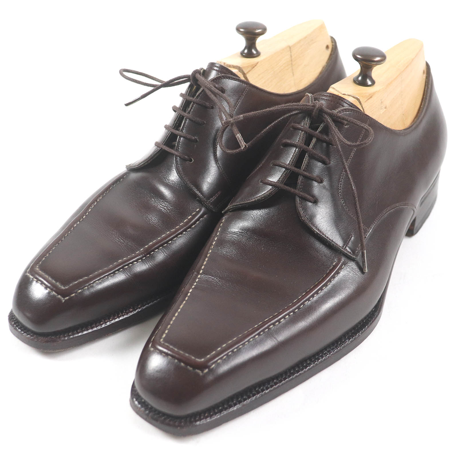 美品□Roberto Ugolini VASS ロベルトウゴリーニ ヴァーシュ レースアップ レザー ドレスシューズ ダークブラウン 41 ハンガリー製 メンズ【中古】