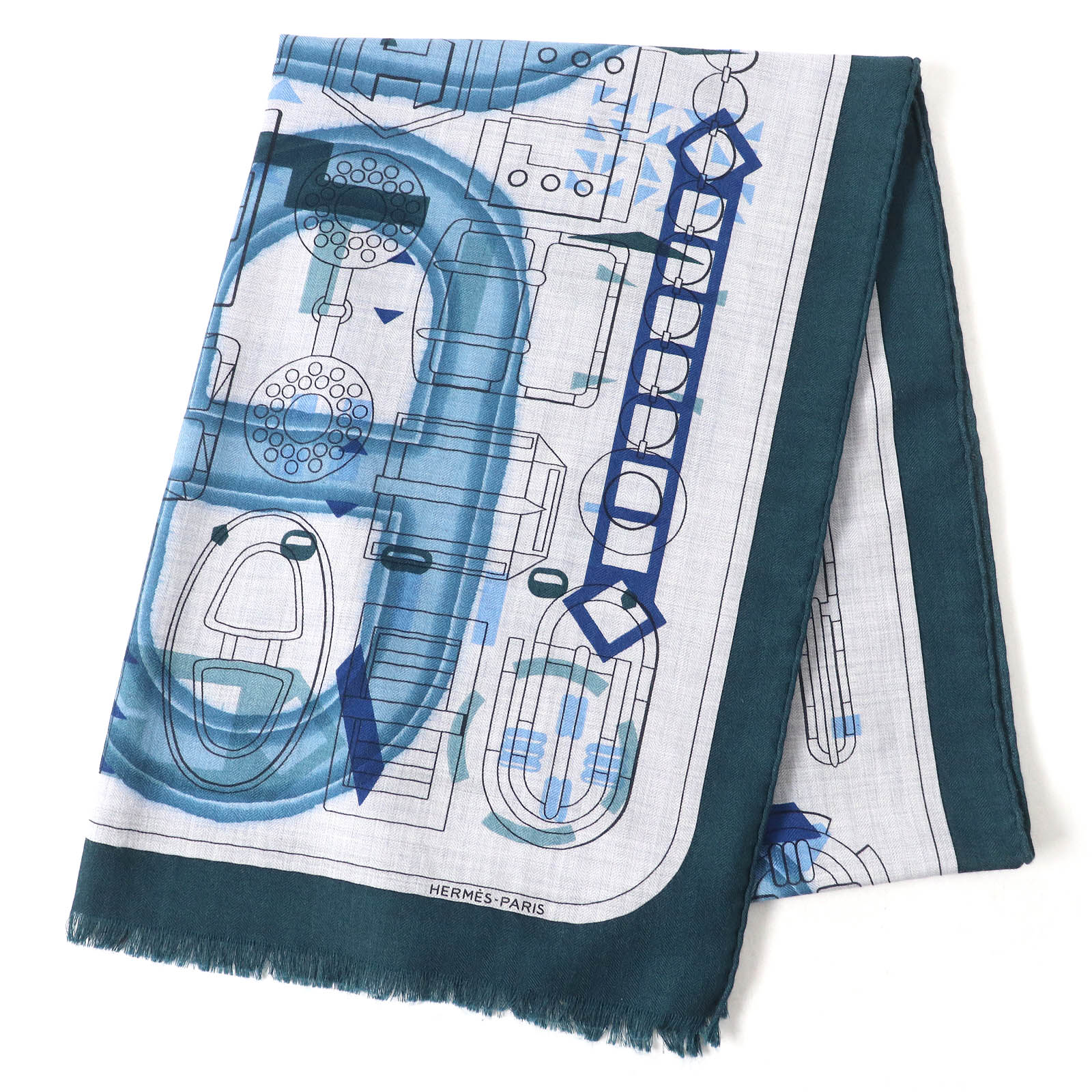 未使用級✨Hermes レクタングル ストール 馬着 シュバル カシミヤ シルク HERMES - 未使用品☆HERMES エルメス レクタングル 63×180 cm