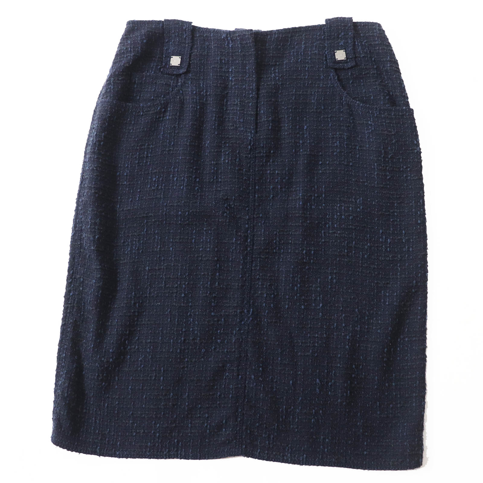 CHANEL シャネル デニムスカート 青 フレア フリル 膝丈 ロゴ 06A CHANEL シャネル デニムスカート 青 フレア フリル 膝丈 ロゴ 06A