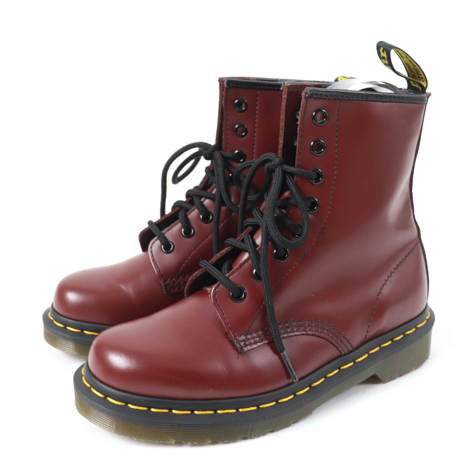 極美品☆Dr.Martens ドクターマーチン SMOOTH 1460 8ホール レザー ブーツ ショートブーツ チェリーレッド UK4 箱付き レディース【中古】