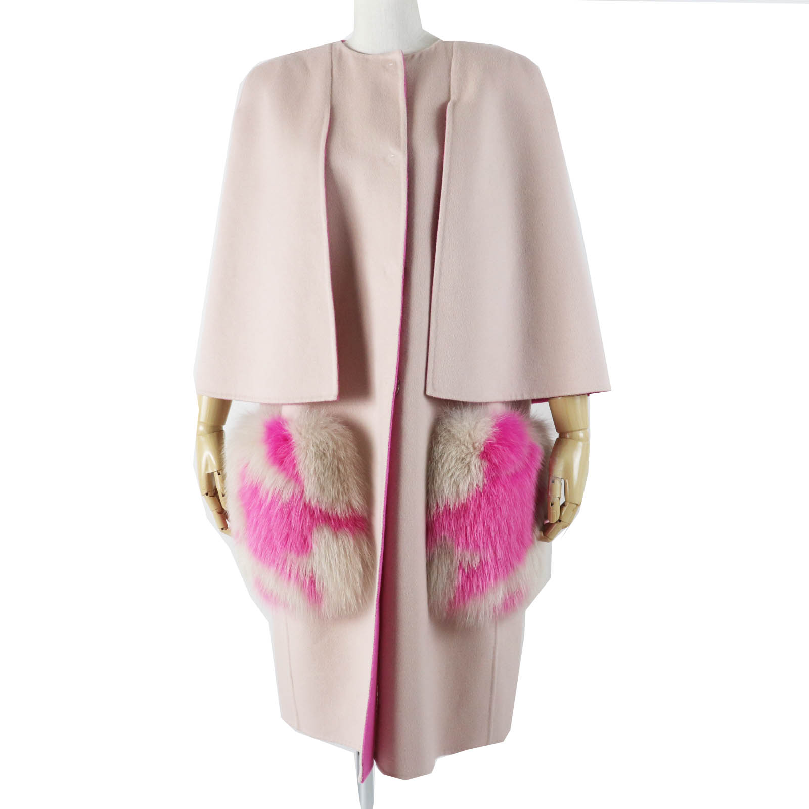 極美品　FENDI フェンディ 艶　ミンク襟　フラワー　デニム　ブルゾン　コート 極美品 FENDI フェンディ 艶 ミンク襟 フラワー デニム ブルゾン