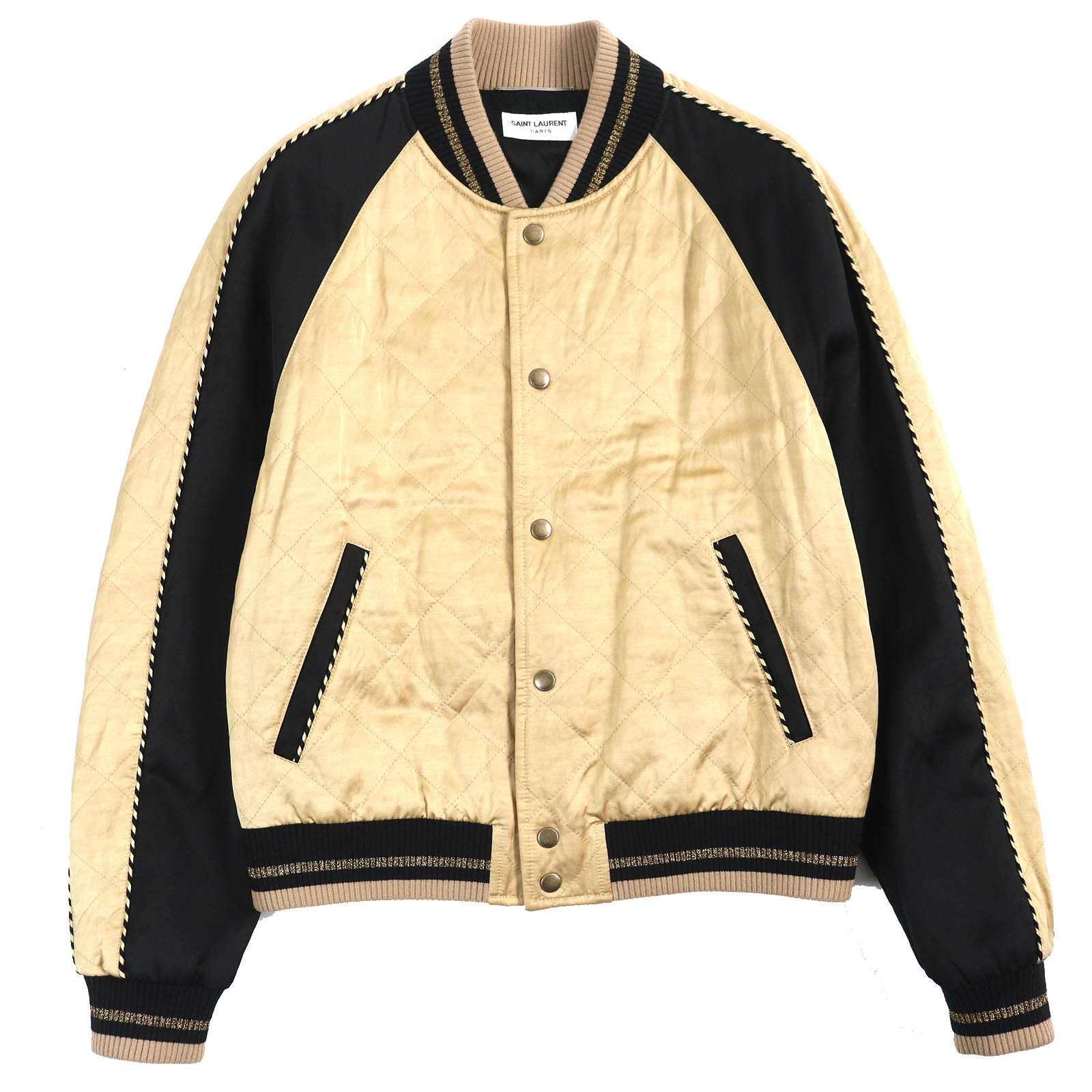 SAINT LAURENT - 極美品 サンローラン パリ SAINT LAURENT PARIS ブルゾン スタジャン ボンバージャケット スタープリント レディース 38 SAINT LAURENT - 極美品 サンローラン パリ SAINT LAURENT PARIS