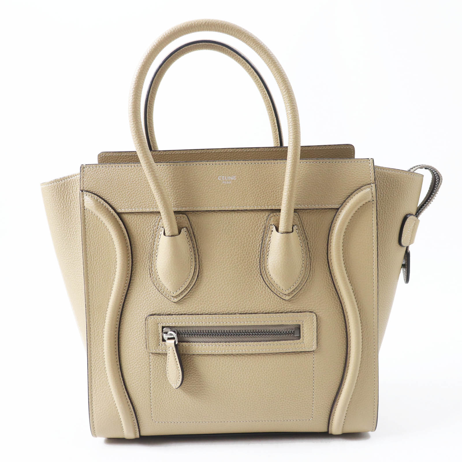 極美品◎CELINE セリーヌ 18979 ラゲージ マイクロ ショッパー デューン ドラムドカーフスキン ハンドバッグ 保存袋付き イタリア製 レディース【中古】｜衣類＆ブランドリサイクル GREEN
