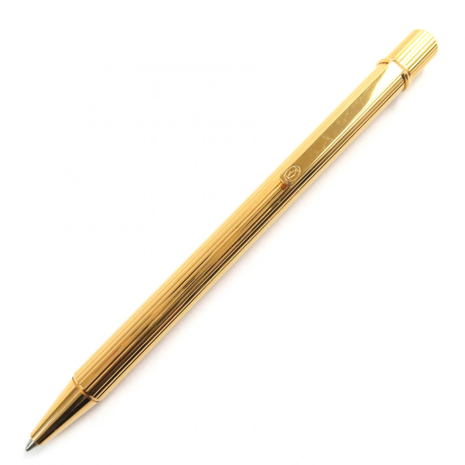 Cartier - 極美品△カルティエ マスト ドゥ カルティエ ST150091 ロゴ刻印入り ツイスト式 ボールペン ブラック×ゴールド 仏製 箱・ケース付 Cartier - 極美品△カルティエ マスト ドゥ カルティエ ST150091