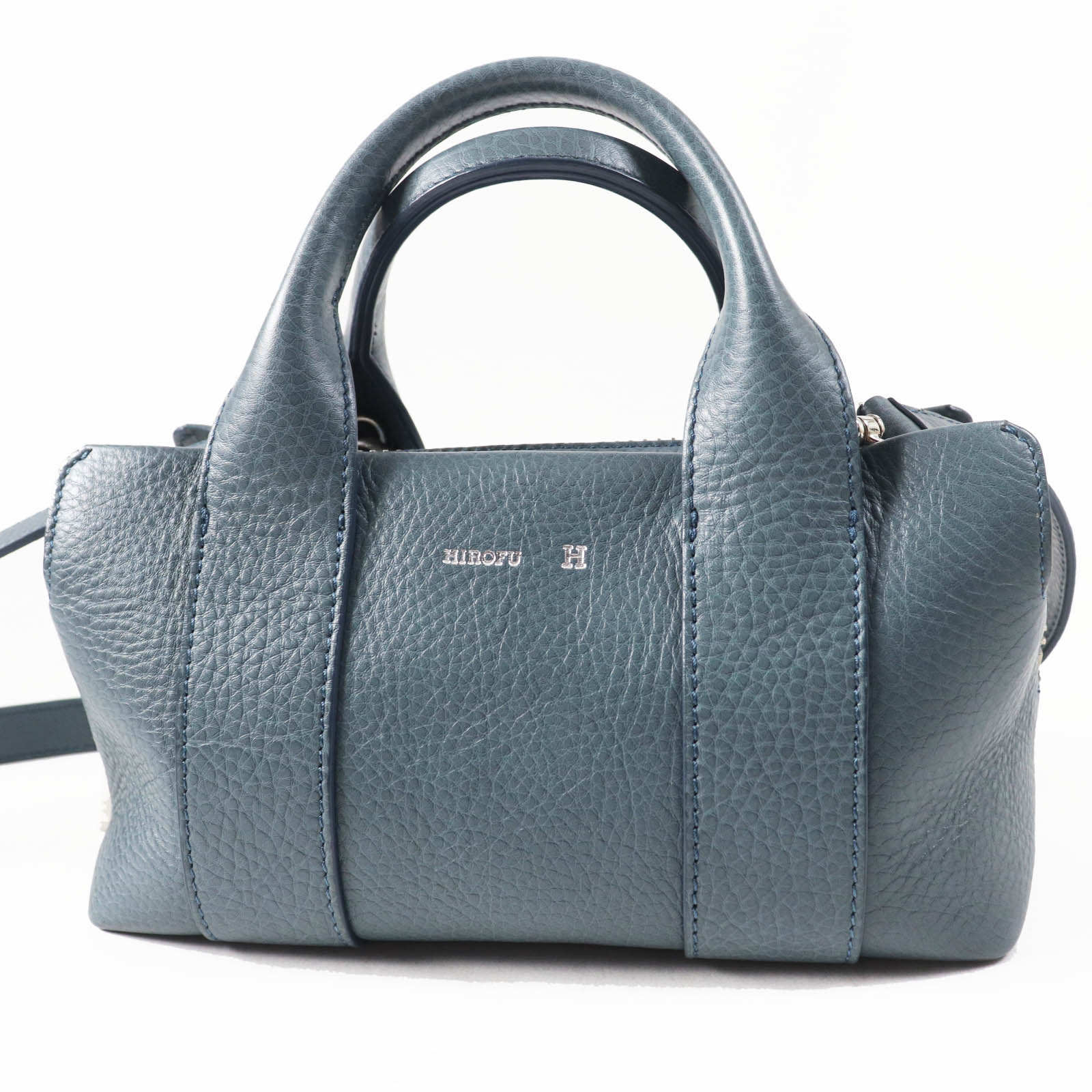 極美品◎HIROFU ヒロフ 15906L ランポS  なめし革 2WAY 御手々／ショルダーバッグ 青み 保護すること袋付き添い人 イタリア製 置き目品 レディース【中古】