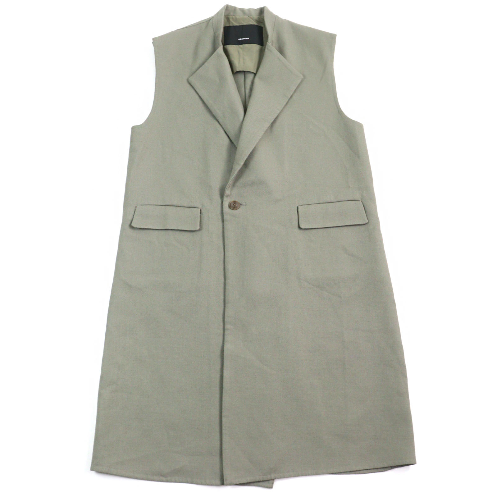 極美品○08sircus 無し八つサーカス 23AW S23AW-OT08 Twill double face rever long gilet 絨毛100% ダブル人間の顔 ラペル折りかえし ロングジレ 限りない カーキ緑であること 1 置き目品 メンズ レディース【中古】 トップス-ベスト・ジレ-メンズファッション