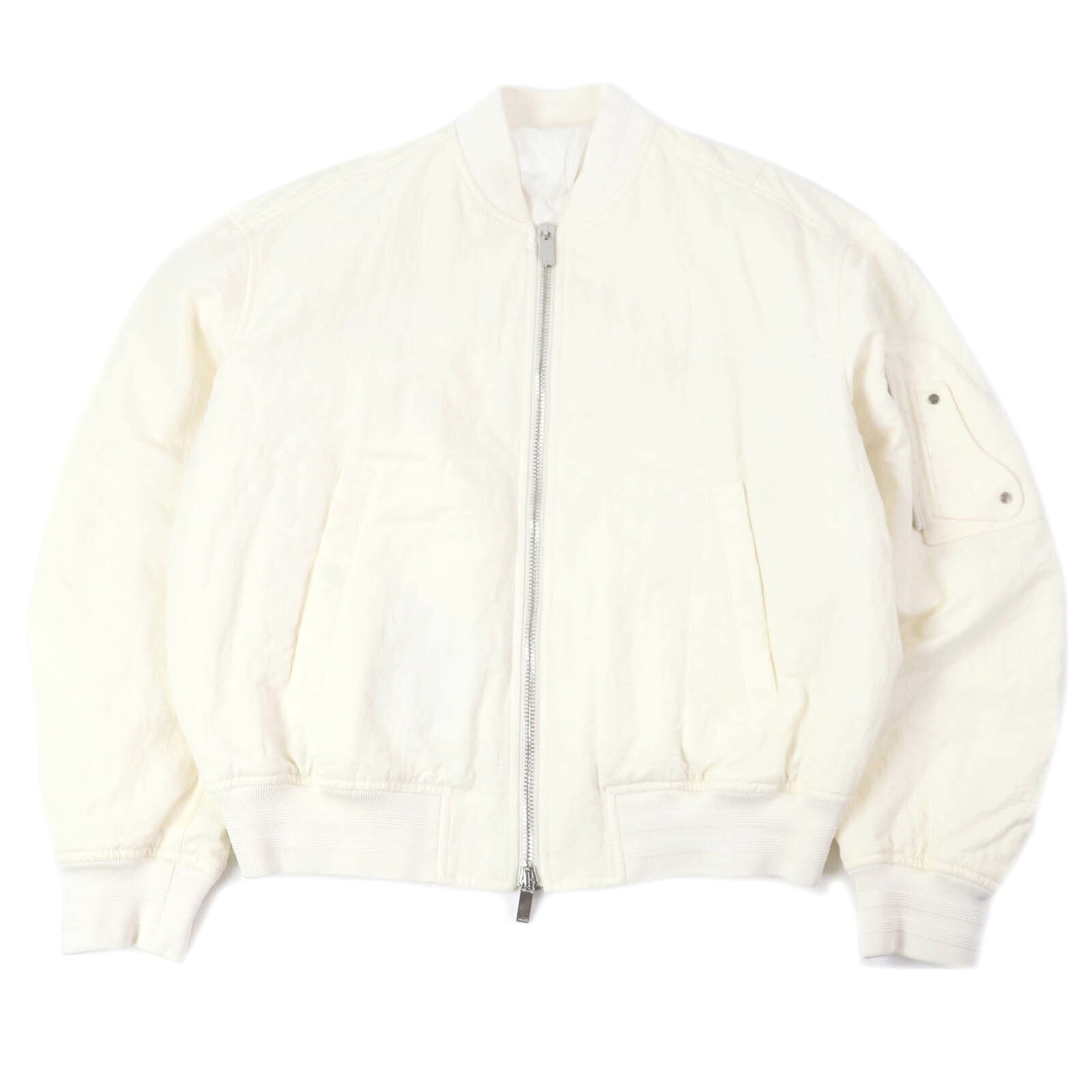 極美品□DIOR×Cactus Jack ディオール オム×カクタスジャック 943C439J5515 サドルポケット 中綿入り ブルゾン ボンバージャケット アイボリー 50 イタリア製 正規品 メンズ【中古】