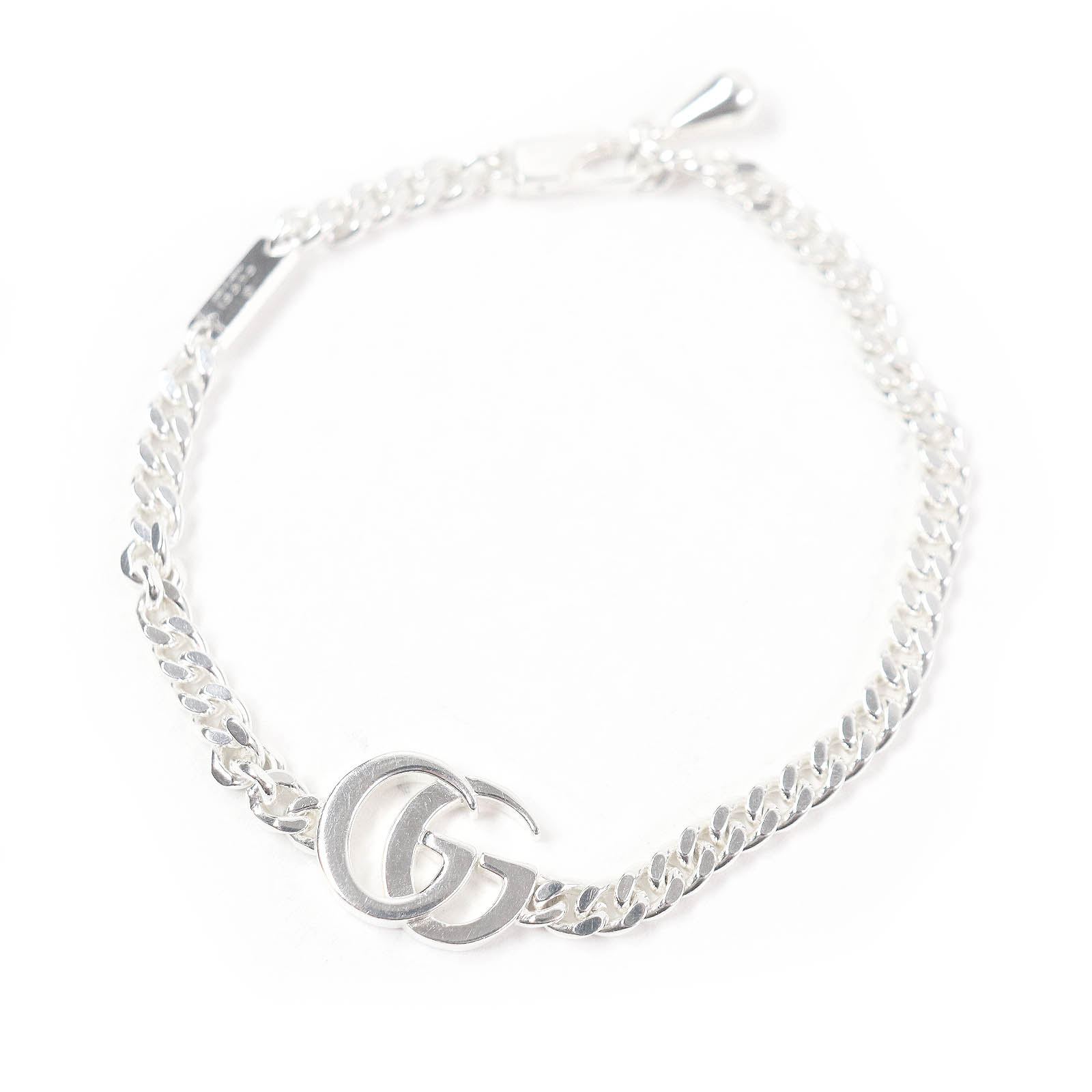 美品□GUCCI グッチ 814917 ダブルG チェーン ブレスレット アクセサリー SV925 シルバー 18 箱・保存袋付き イタリア製 重量12g メンズ 現行品【中古】