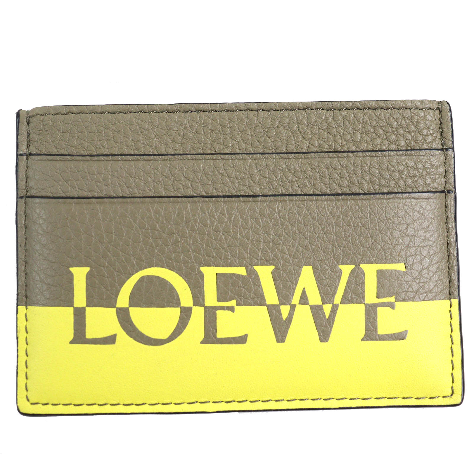 未使用品△LOEWE ロエベ C314322X01 SIGNATURE PLAIN CARDHOLDER シグネチャー プレーン カードホルダー ロゴ レザー カードケース バイカラー ブラウン イエロー 保存袋付き スペイン製 レディース 大人気 オススメ◎【中古】