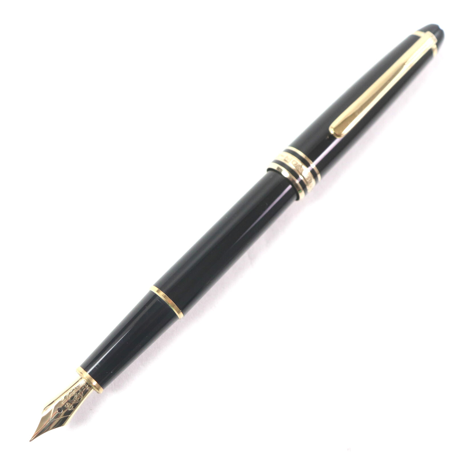 良品▼MONTBLANC モンブラン マイスターシュテュック 古典派音楽 書き込み先14K Fニブ 白いことはやりっ子 筆 黒いこと ゴールド ＦＲＧ製 メンズ【中古】