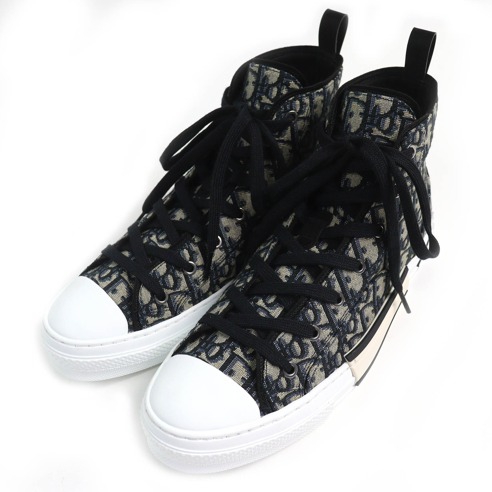 未当て嵌める品△DIOR クリスチャンディオール オム 3SH126ZSA H961 B23 オブ漏れる ロゴタイプ ハイカットスニーカー 黒いこと ベージュ 43 保護すること袋付き添い人 イタリア製 メンズ 大人気 オススメ◎【中古】