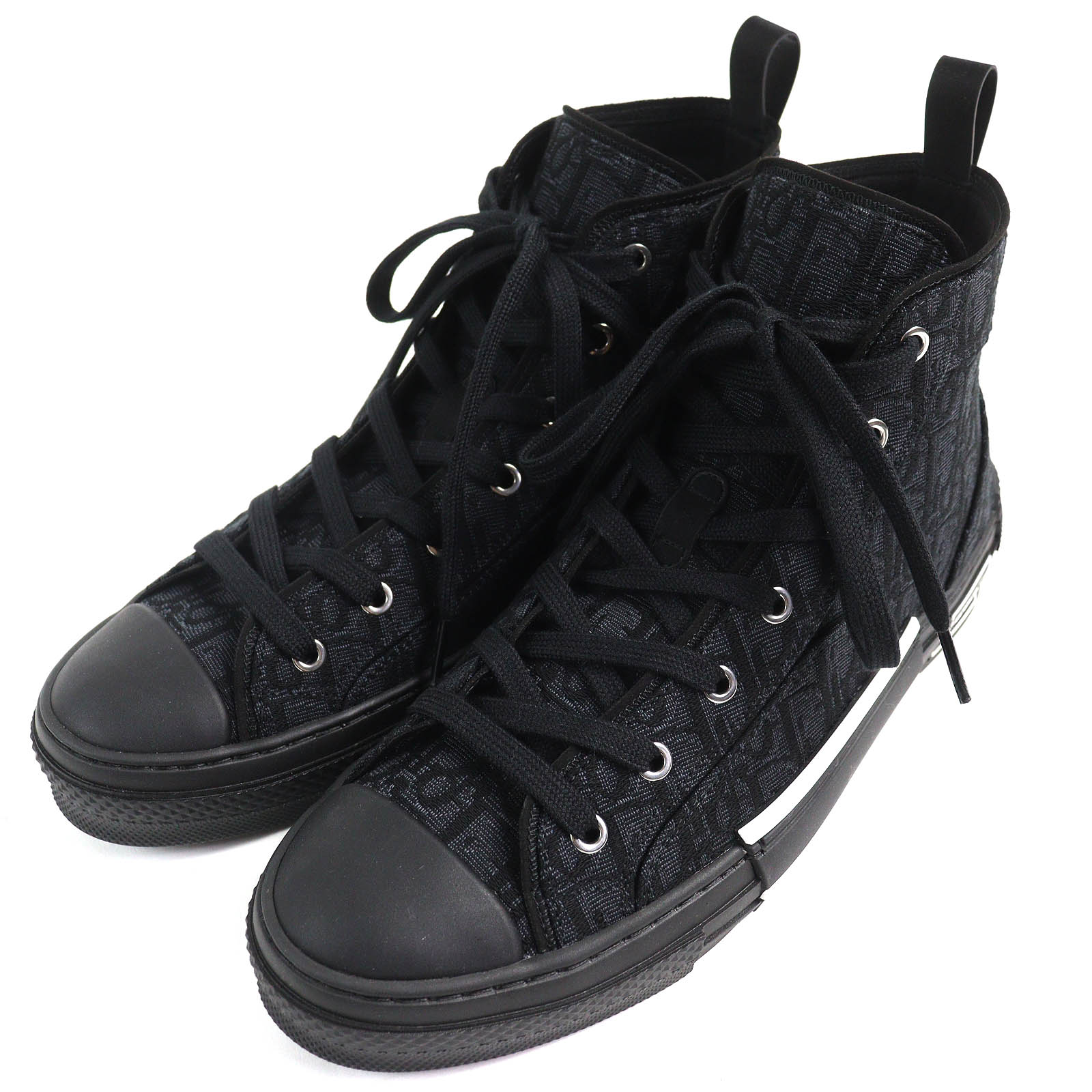 未当て嵌める品△DIOR クリスチャンディオール オム 3SH126ZSA H969 B23 オブ漏れる ロゴタイプ ハイカットスニーカー 黒いこと 43 保護すること袋付き添い人 イタリア製 メンズ 大人気 オススメ◎【中古】
