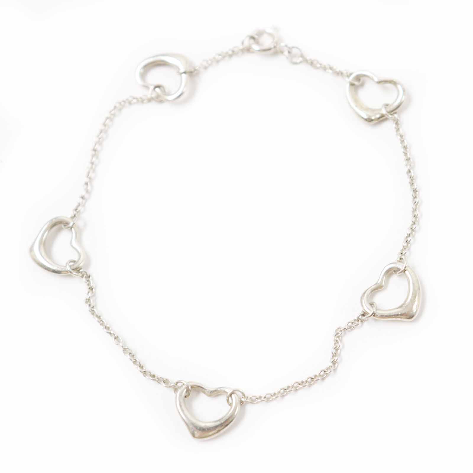 良品◎TIFFANY&Co. ティファニー オープンハート 5P ブレスレット アクセサリー SV925 シルバー 重量3.7g レディース【中古】 18,480円