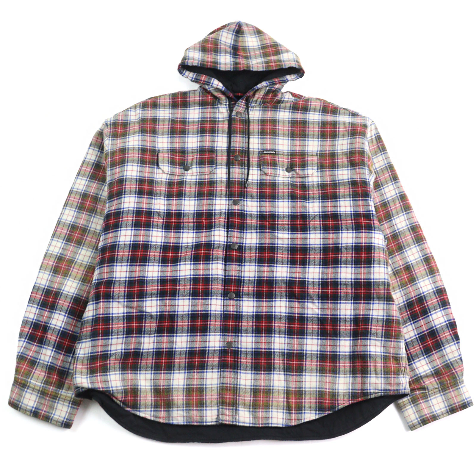 美品○BALENCIAGA バレンシアガ 23SS 699223 BLEACHED PLAID HOODED SHIRT コットン100% ヴィンテージ加工 フーデッド フランネルブルゾン シャツジャケット マルチカラー S ハンガー・ガーメント付き イタリア製 正規品 メンズ【中古】