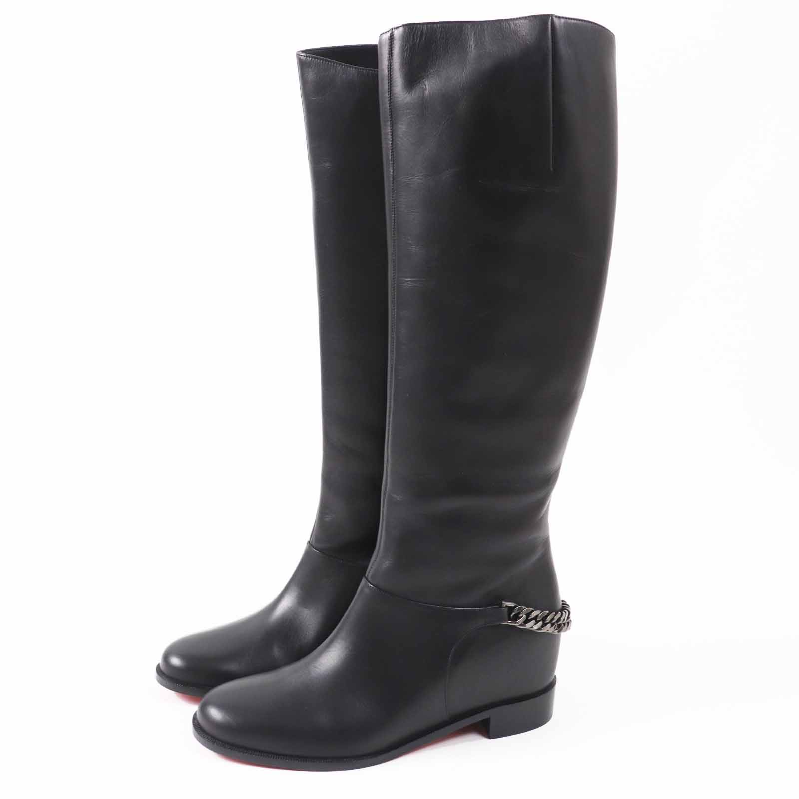 極美品 クリスチャンルブタン スエード ロングブーツ ブラック 36