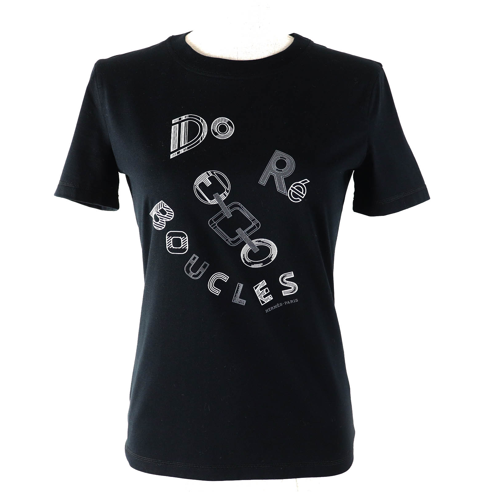 正規品 エルメス レディース Tシャツ 38 チャコールグレー エルメス Tシャツ 総柄 コットン レディースサイズ38 HERMES