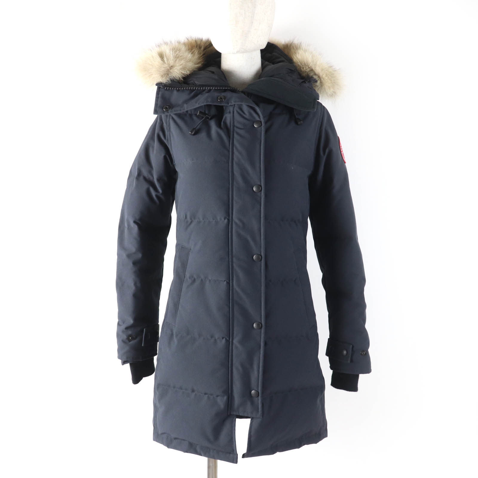 良品☆CANADA GOOSE カナダグース 2302JL MACKENZIE マッケンジーパーカ ファー・フード付 ダウンコート ネイビー S 正規品 レディース【中古】