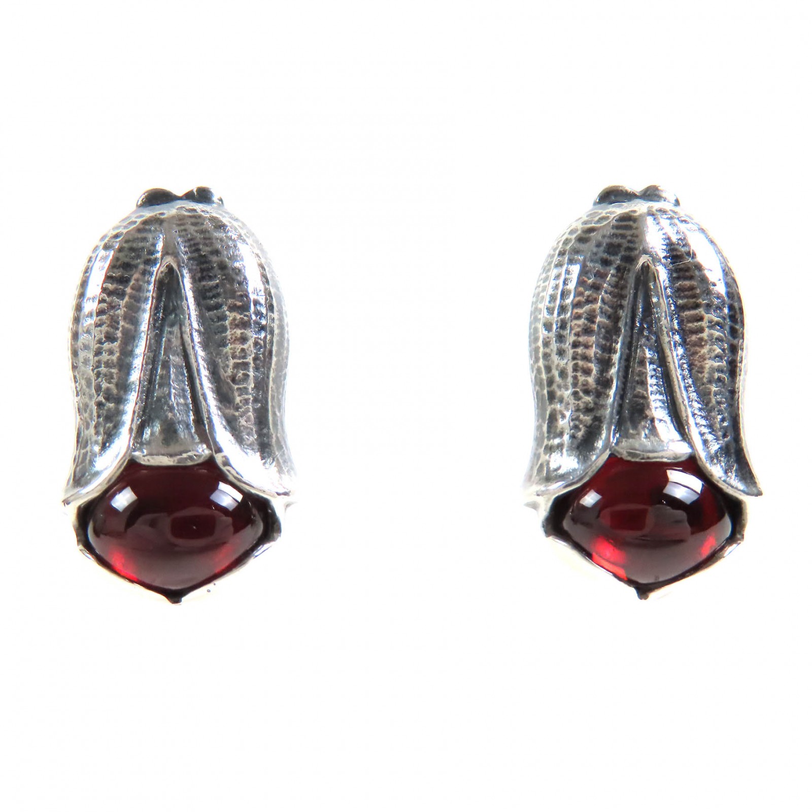 極美品△Georg Jensen ジョージジェンセン 2007 イヤークリップ イヤリング 両耳用 SV925 ガーネット シルバー レッド系 重量10.1g レディース【中古】 23,100円