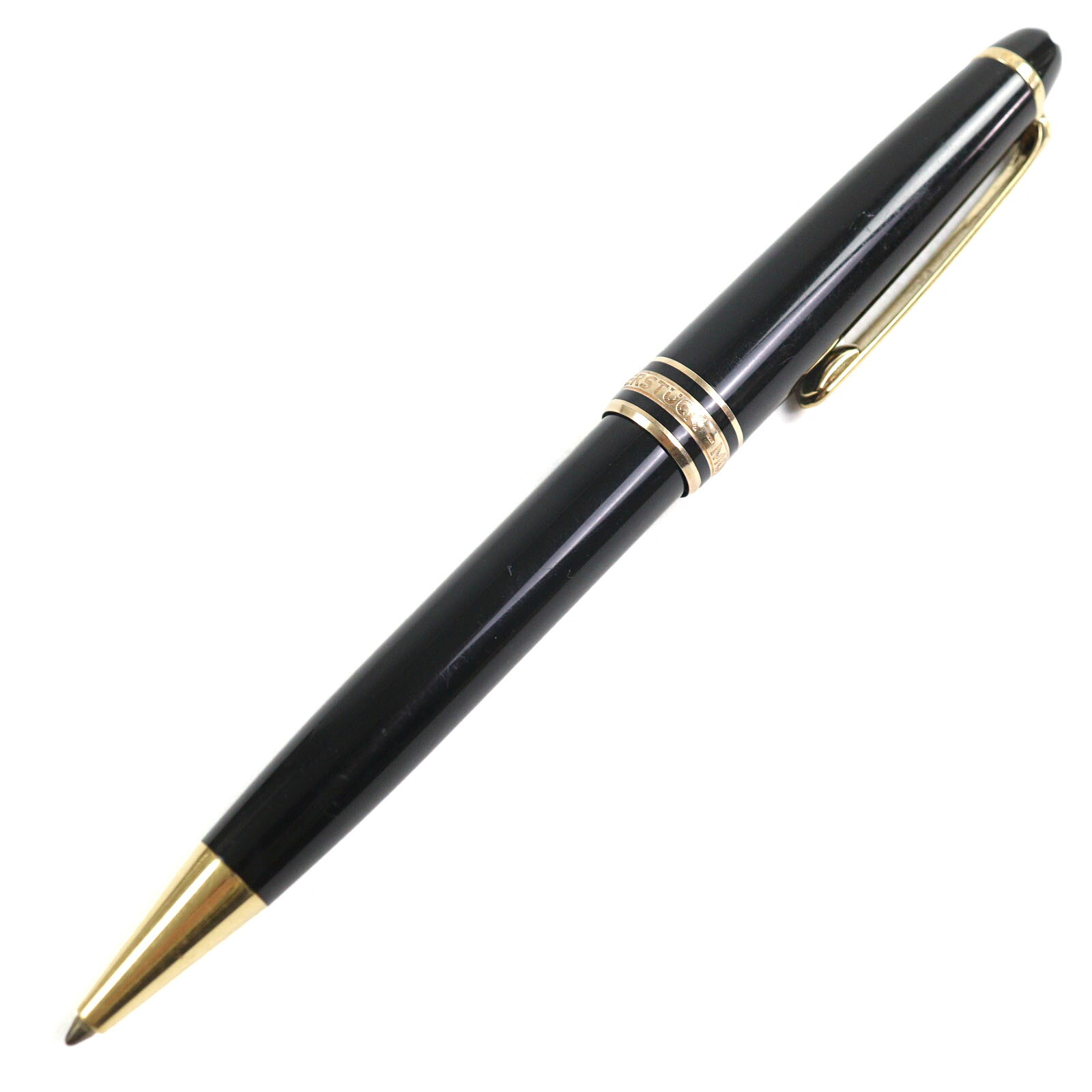 良品○MONTBLANC モンブラン マイスターシュテュック 古典派音楽 ロゴタイプ目じるし 白いことはやりっ子 捻じれ式 ボールペン 黒いこと ゴールド ＦＲＧ製 書きあらわす突きとめる済み【中古】