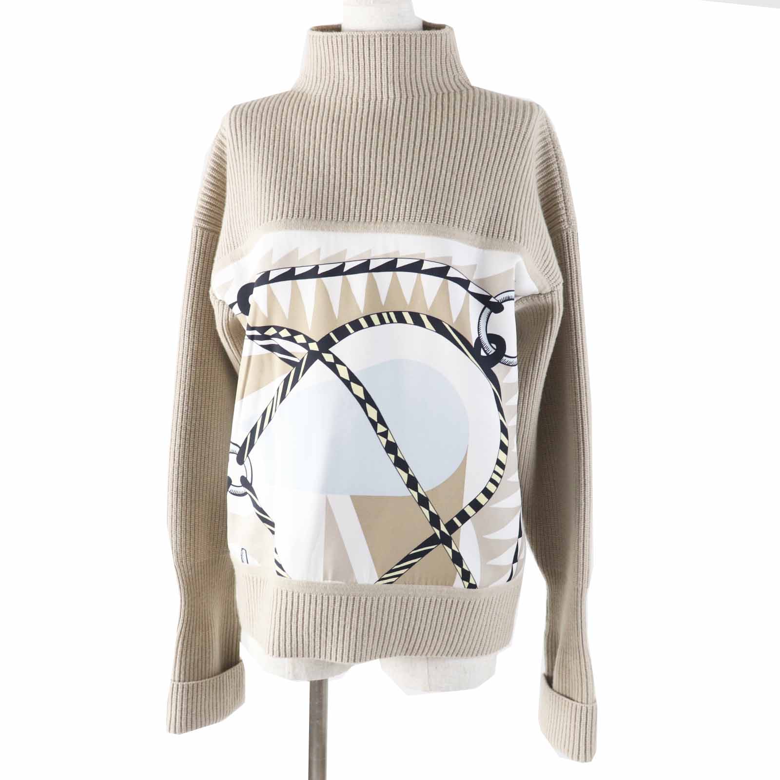 極美品◎HERMES エルメス 20AW Varsity カシミヤ レザーパイピング ロング丈 ジレ／ベスト ネイビー グレー 34 ハンガー付き フランス製 極美品◎HERMES エルメス 20AW Varsity カシミヤ レザー