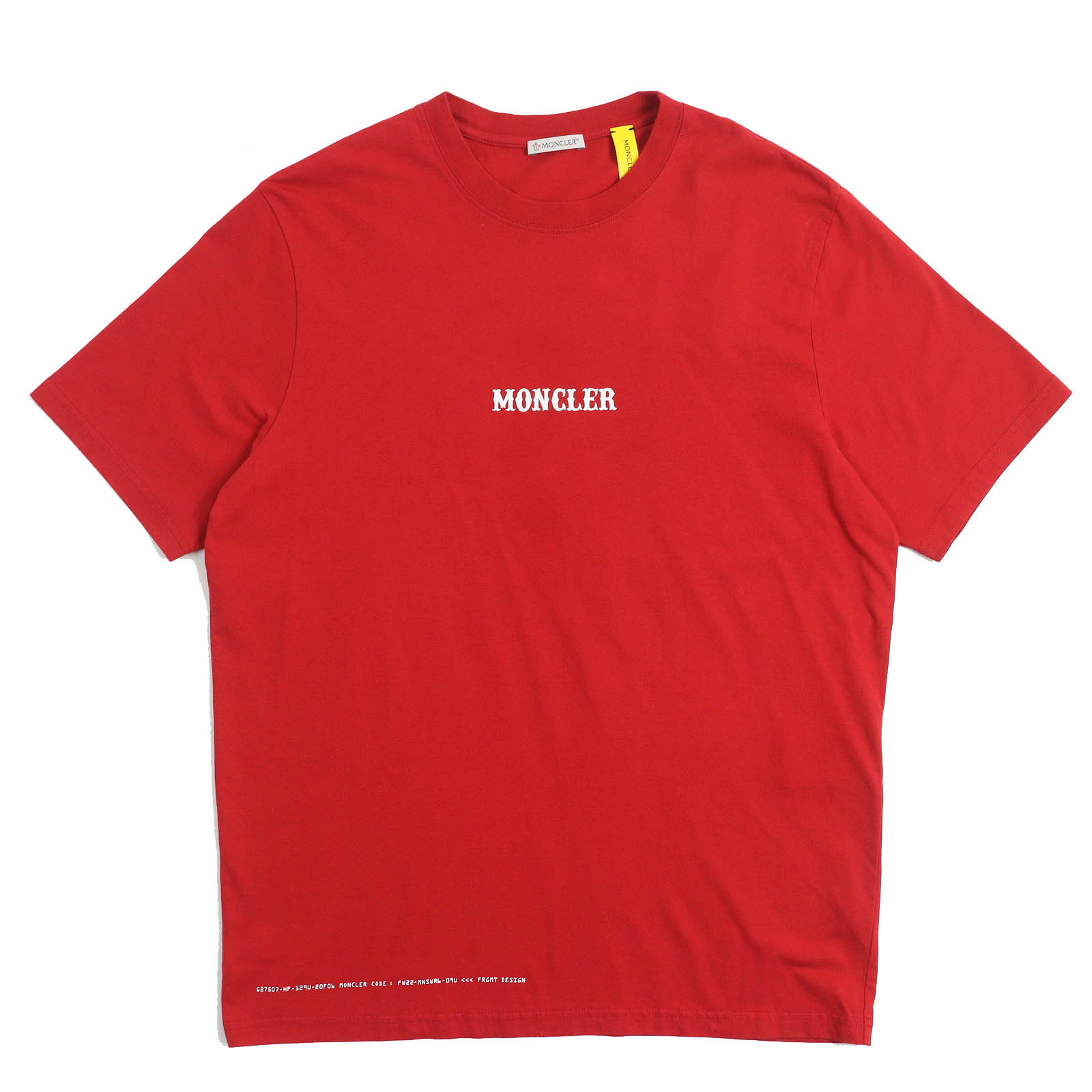 未使用品△MONCLER GENIUS 7 FRAGMENT モンクレール ジーニアス 7 フラグメント 22AW コットン100％ ロゴプリント クルーネック 半袖Ｔシャツ レッド S 正規品 メンズ【中古】