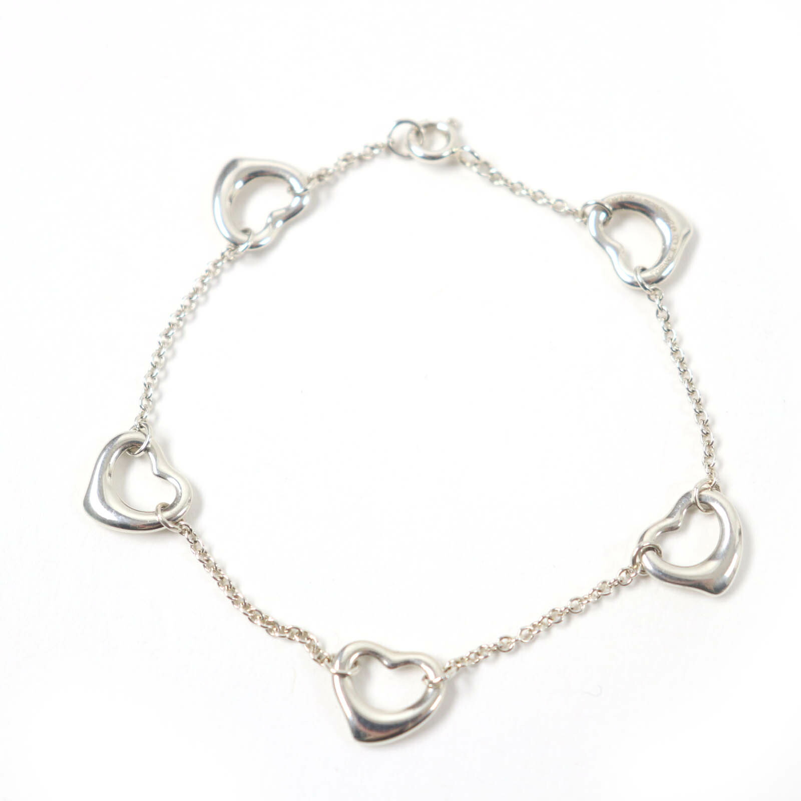 美品☆TIFFANY&Co. ティファニー オープンハート 5P ブレスレット アクセサリー SV925 シルバー 箱・保存袋付き 重量4.4g レディース【中古】