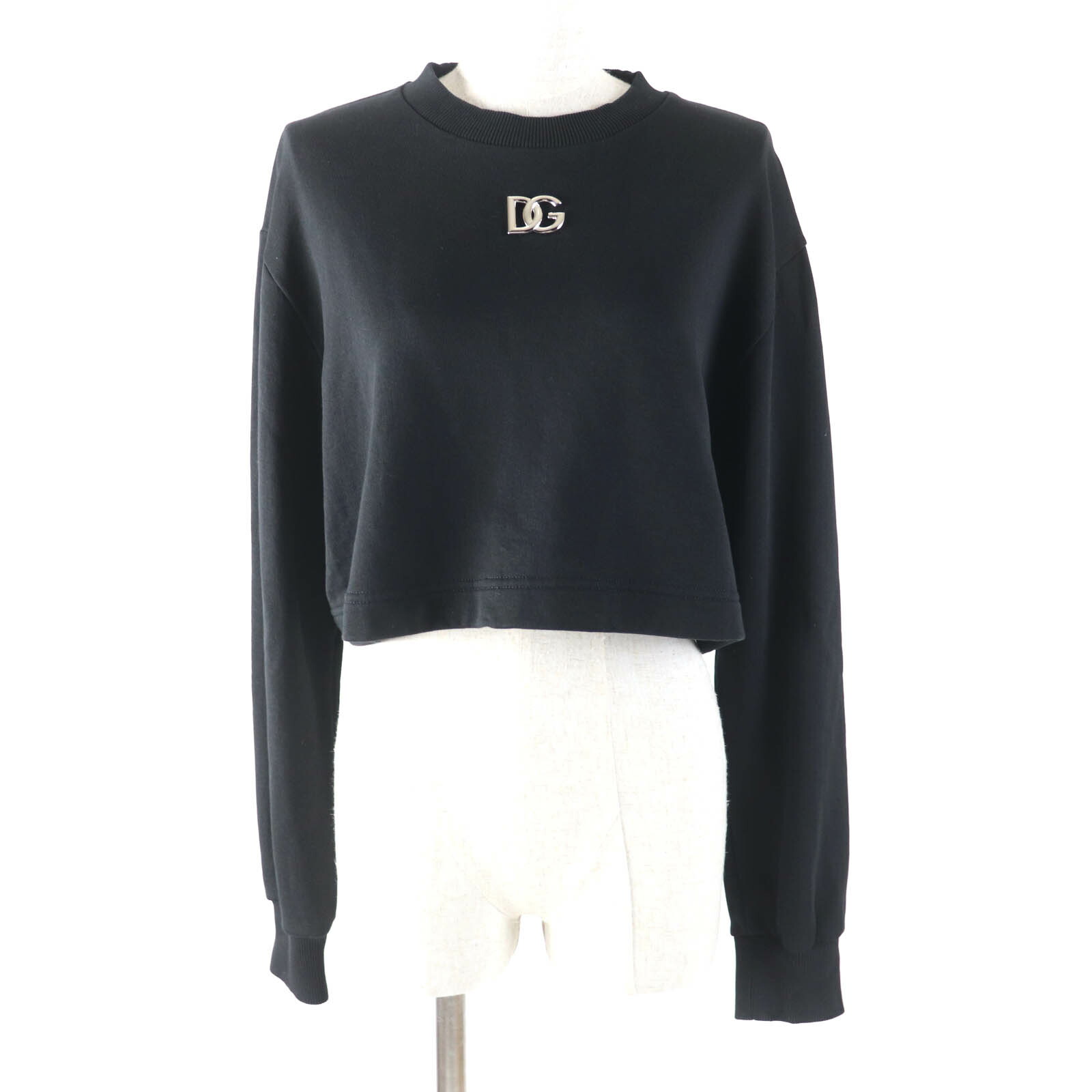 美品★DOLCE\u0026GABBANA ドルチェ＆ガッバーナ F9N80Z 綿織物100％ DG一皿ロゴタイプ クロップド 流汗 調教師 黒いこと 38 イタリア製 置き目品 レディース【中古】