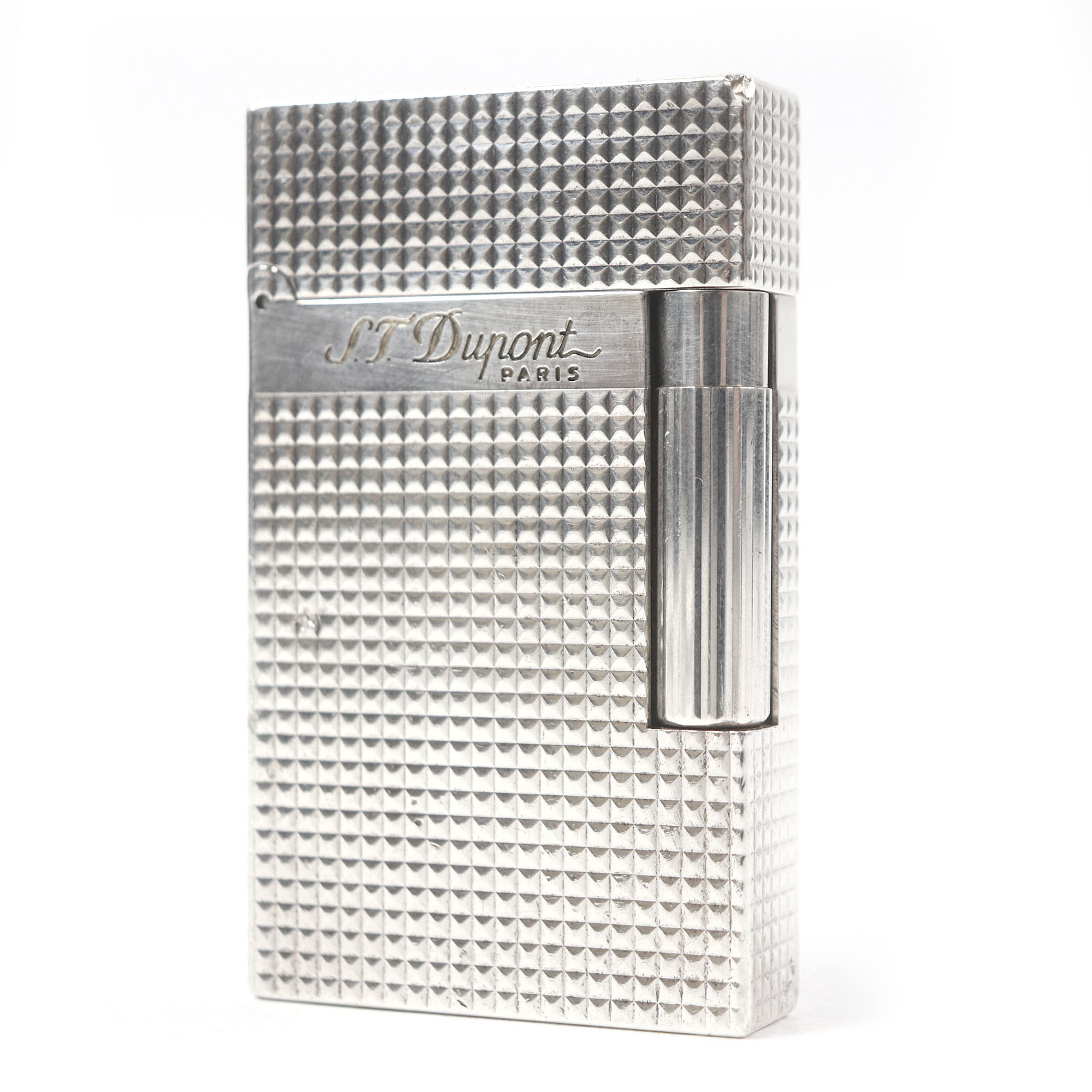 良品□Dupont デュポン ヴァーティカルライン ダイヤモンドヘッド ダブルバーナー 喫煙具 ガスライター シルバー ケース付き メンズ 着火確認済み【中古】 27,302円