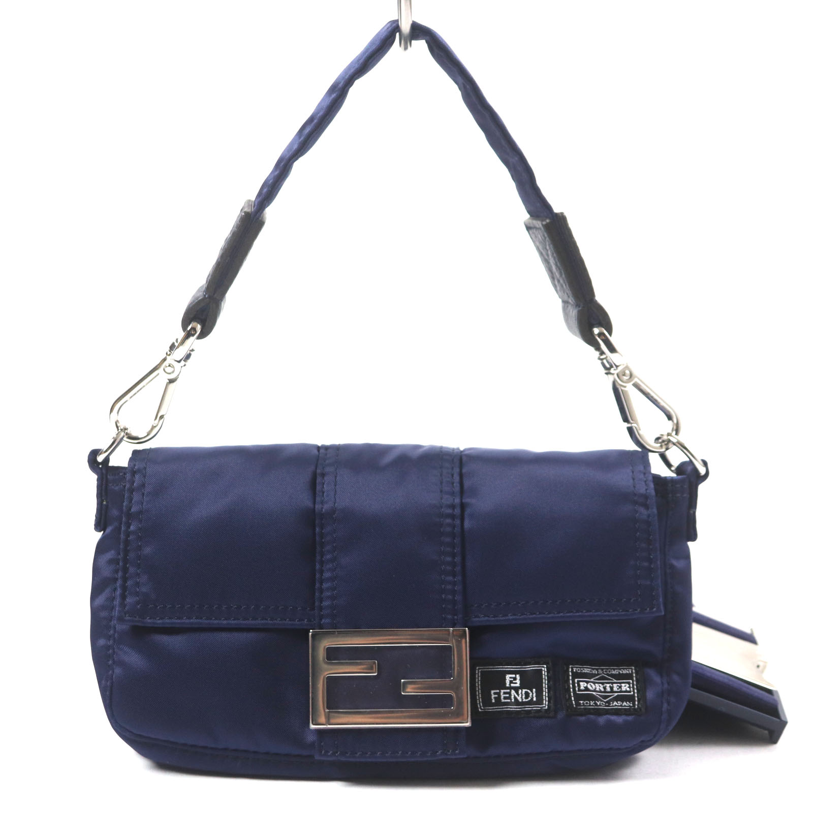 未当て嵌める品▼FENDI PORTER フェンディ ボーイ 7AS138 井戸釣瓶 ミニ 電話機容れもの 2WAY なめし革使い走り 上半身御徒面子 米国海軍 保護すること袋付き添い人 メンズ【中古】