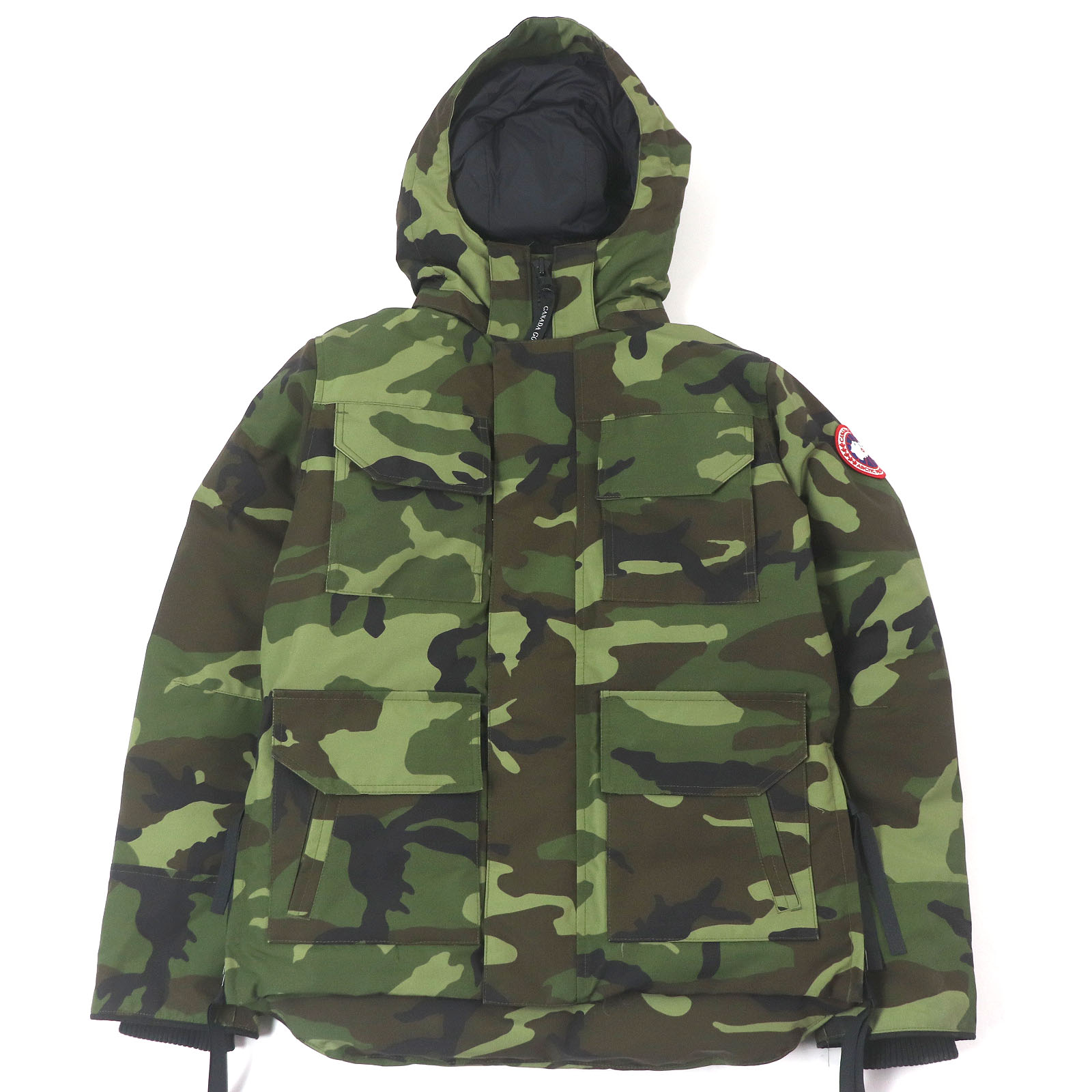 美品□CANADA GOOSE カナダグース 4550M MAITLAND PARKA カモフラ ロゴワッペン ダウンジャケット グリーン S カナダ製 正規品 メンズ【中古】