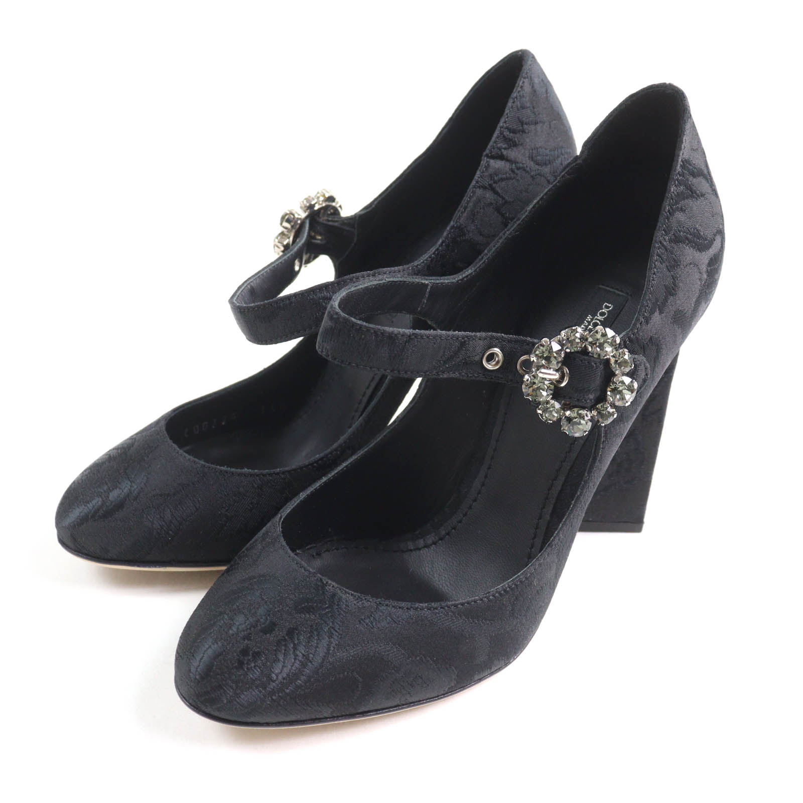 極美品★DOLCE\u0026GABBANA ドルチェ＆ガッバーナ 水晶バックル 御花刺しゅう パンプス 黒いこと 35.5 箱・保護すること袋付き添い人 イタリア製 レディース【中古】