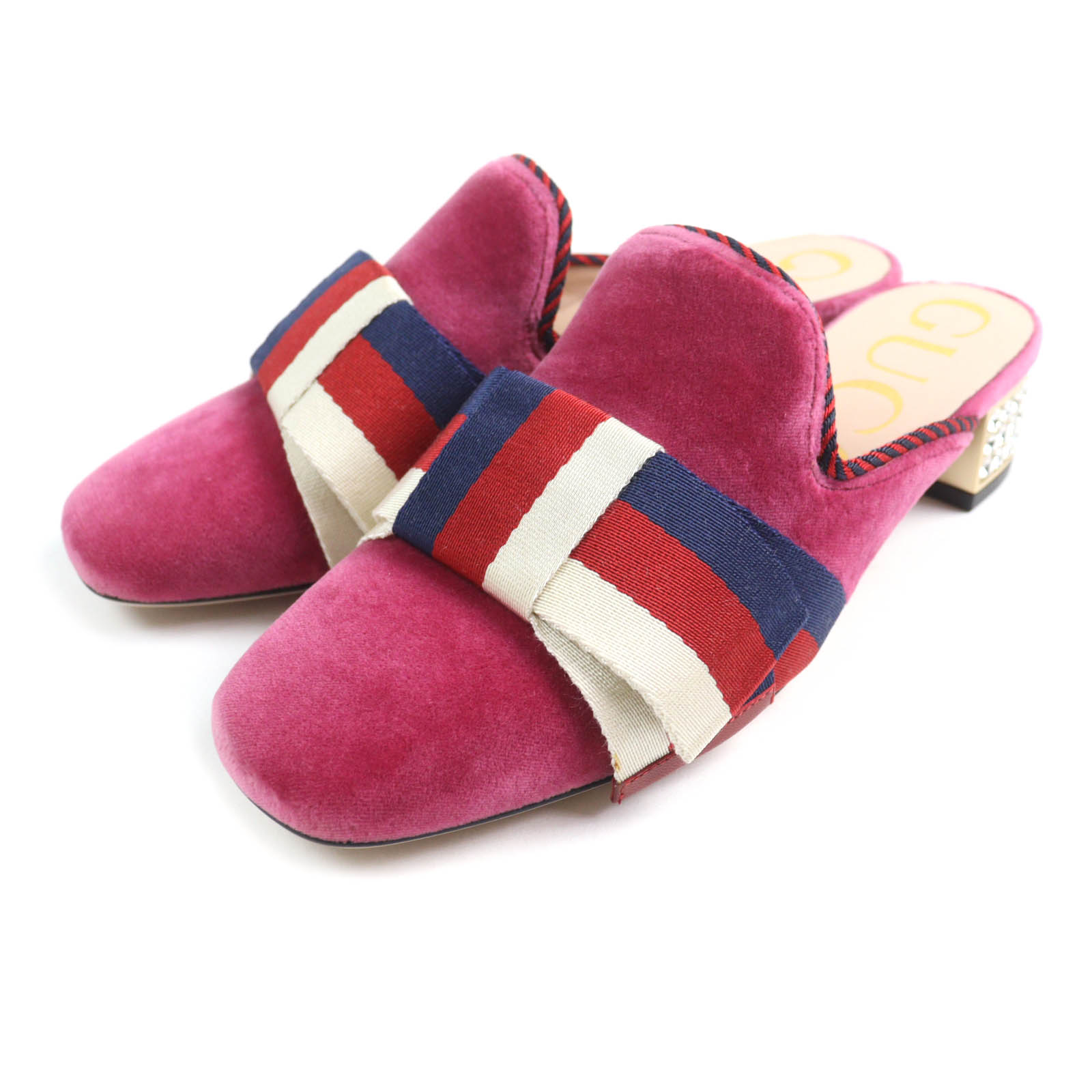 楽天市場】【グッチ】Gucci レザー ファー ホースビット ミュール