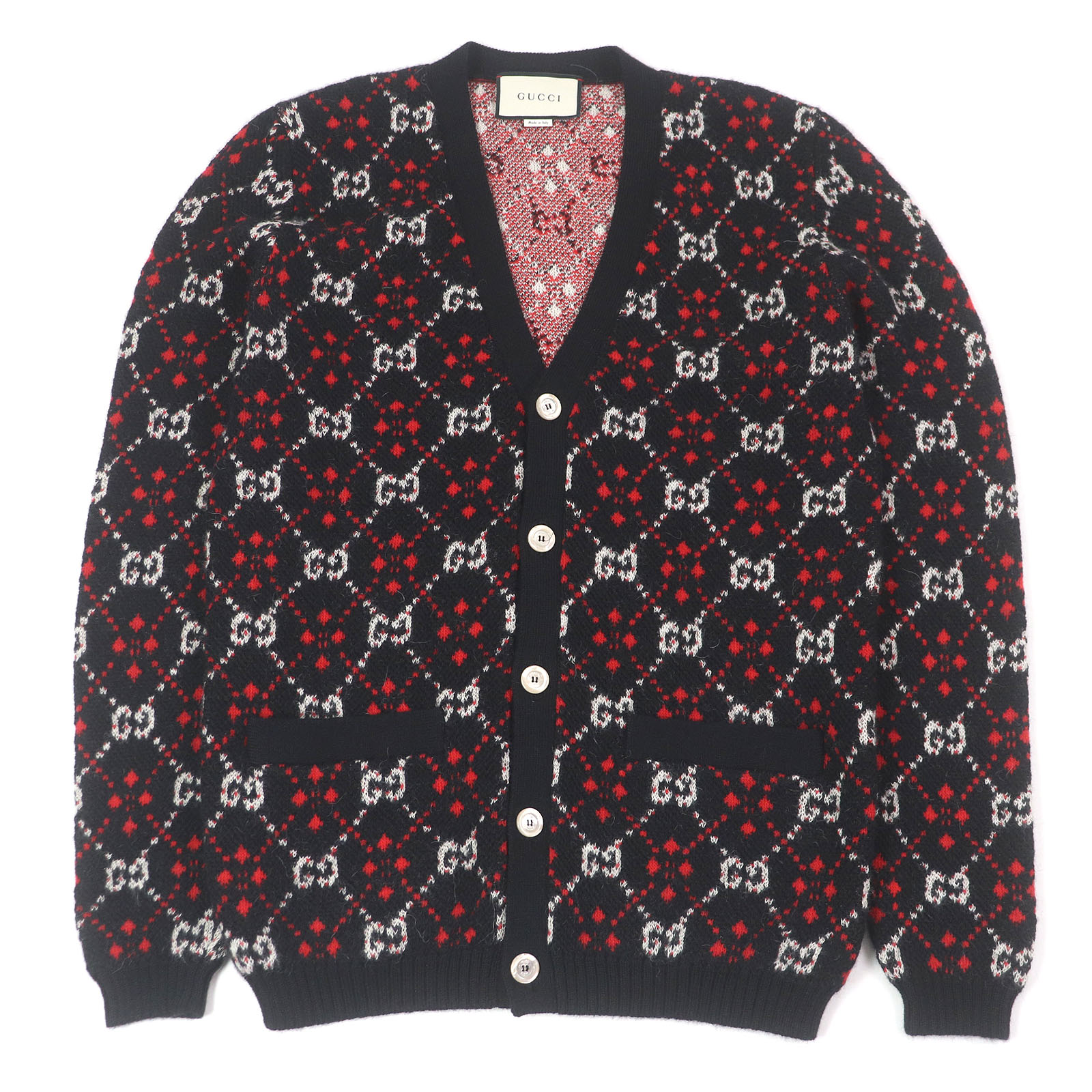 【破格値です！この機会にどうぞ！】グッチロゴ ニットセーター wnc グッチ GUCCI ニット セーター 52 赤系 柄 ヴィンテージ V