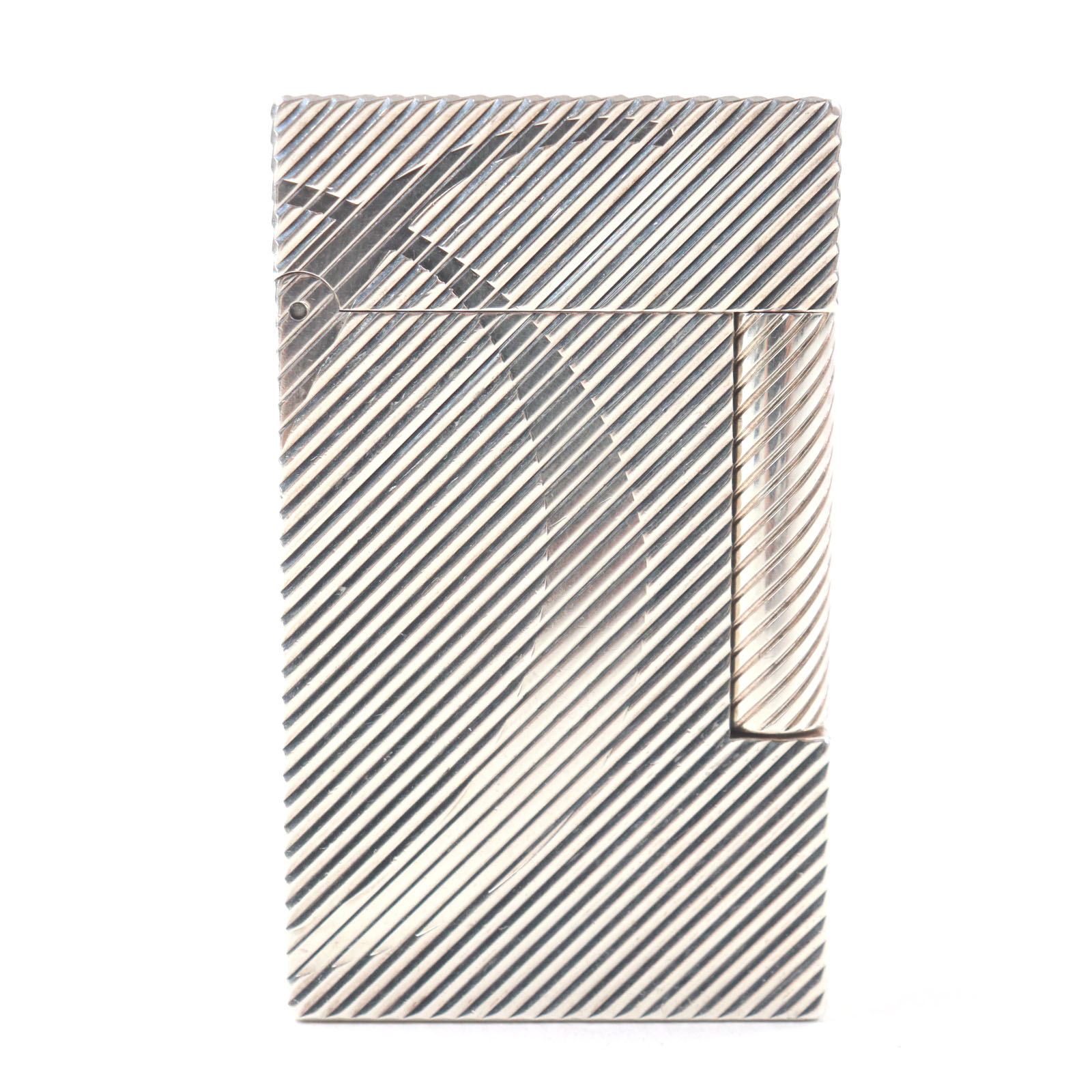 美品　ST.dupont　デュポン　ガスライター　シルバー　着火良品　波形模様 美品 ST.dupont デュポン ガスライター シルバー 着火良品 波形模様