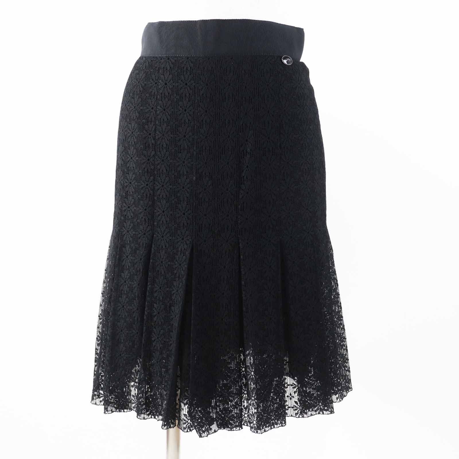 【極美品】シャネル　カシミヤ混マーメイドスカート黒　36 Sサイズ　ロゴプレート 00007323-2.jpg